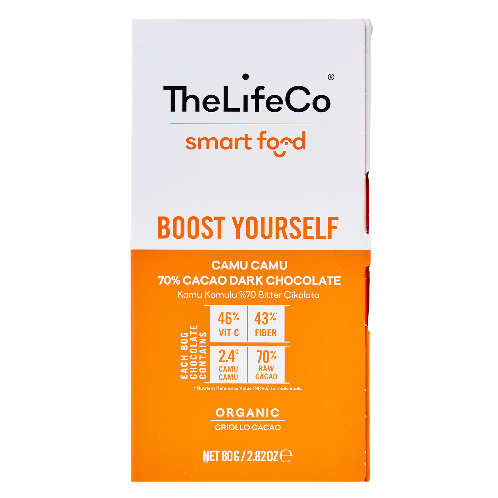 The Lifeco Smartfood Organik Kamukamu %70 Bitter Çikolata 80G