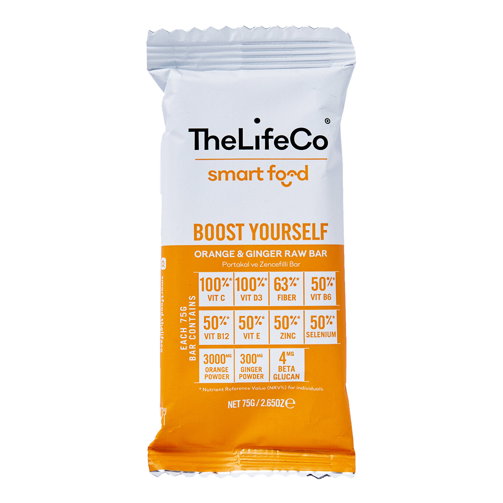 The Lifeco Smartfood Portakal ve Zencefilli Bar 75G