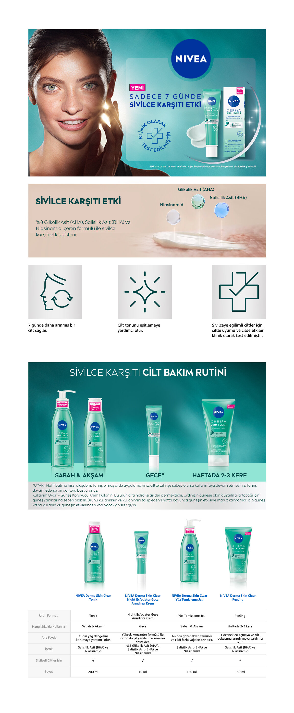 NIVEA Derma Skin Clear Night Exfoliator Gece Arındırıcı Krem 40 ml