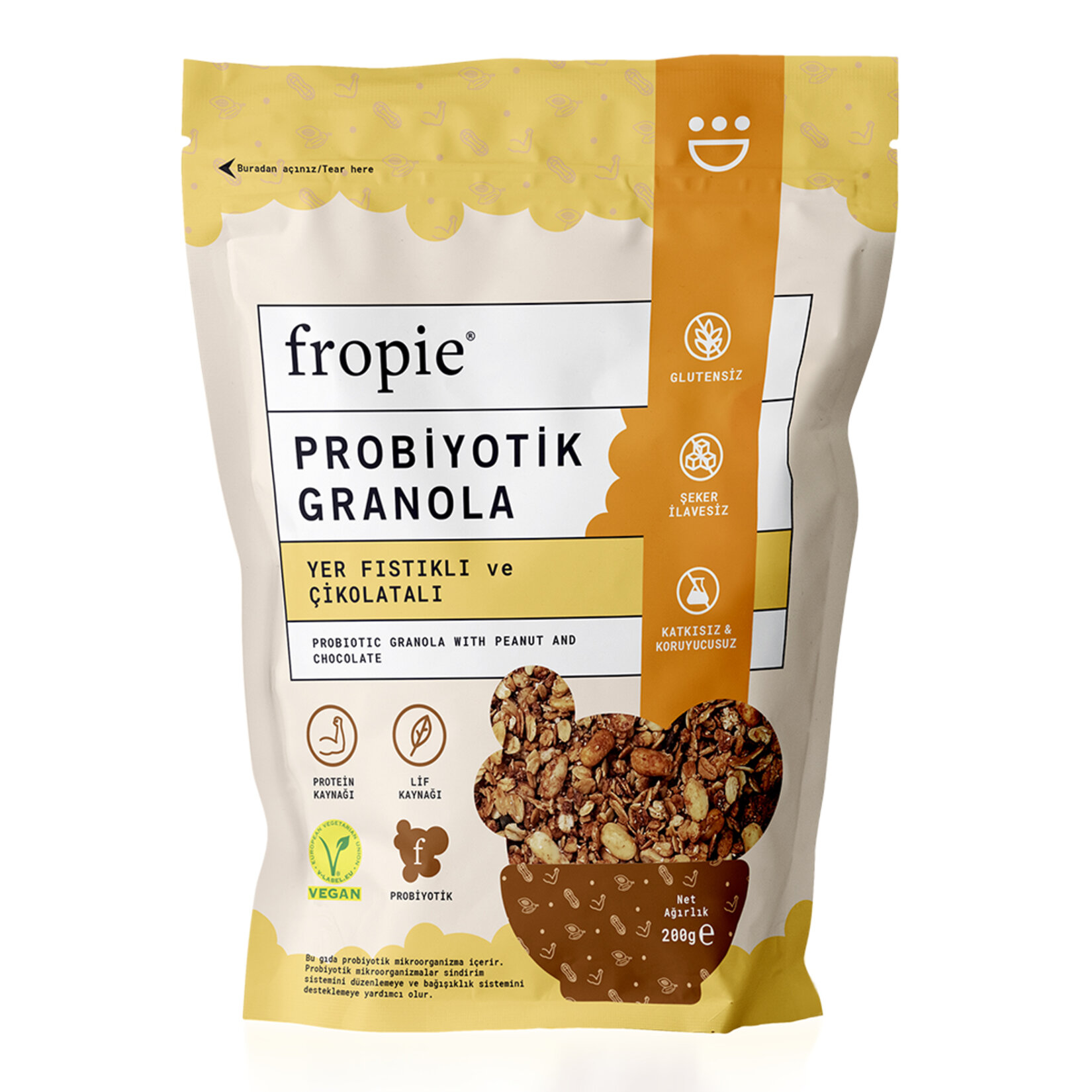 Fropie Yer Fıstıklı&Çikolatalı Probiyotik Granola 200 G - Görsel 1