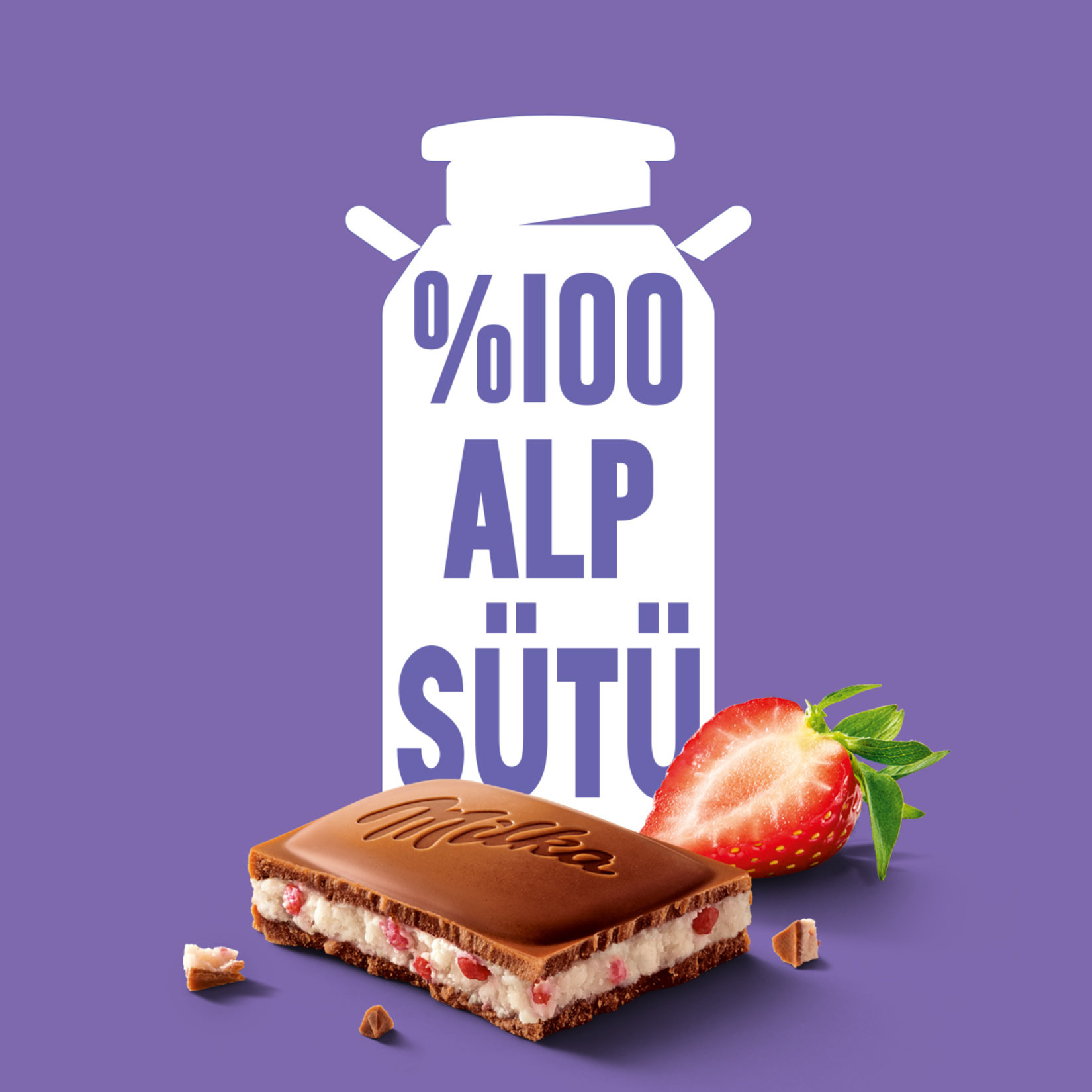 Milka Çilekli Yoğurtlu Çikolata 100 G - Görsel 6