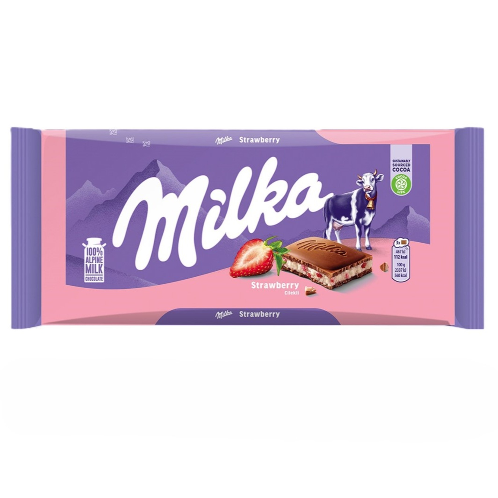 Milka Çilekli Yoğurtlu Çikolata 100 G - Görsel 1