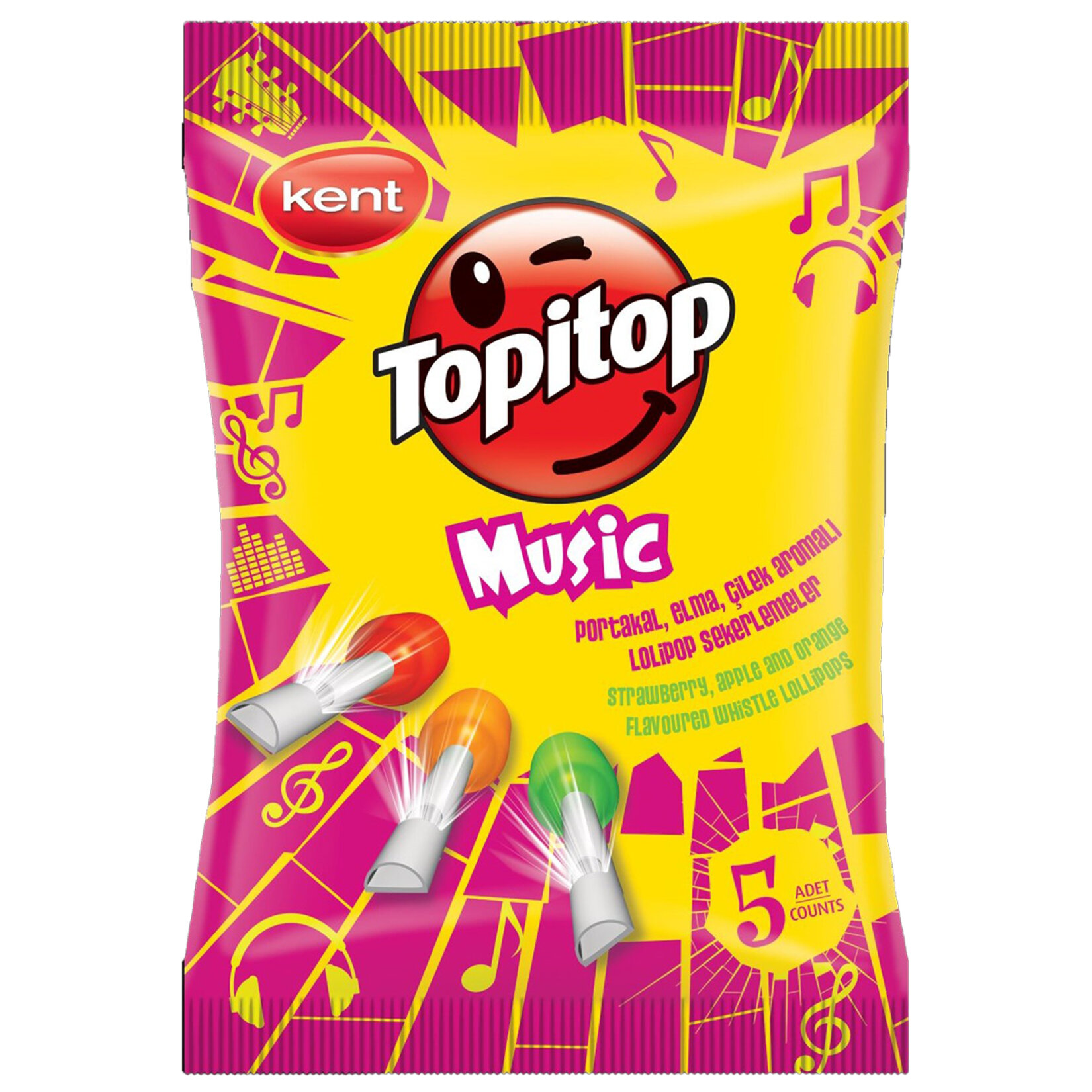 Kent Topitop Müzik Lolipop Şekerleme Poşet 65G