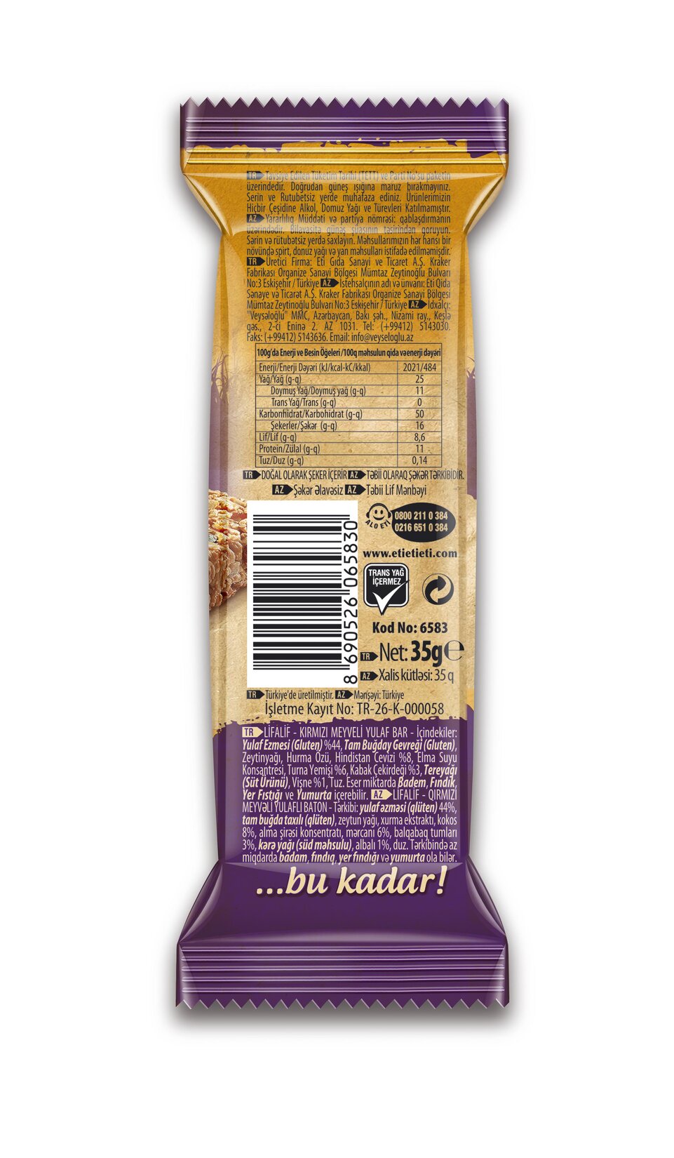 Eti Lifalif Kırmızı Meyveli Yulaf Bar 35 G - Görsel 2