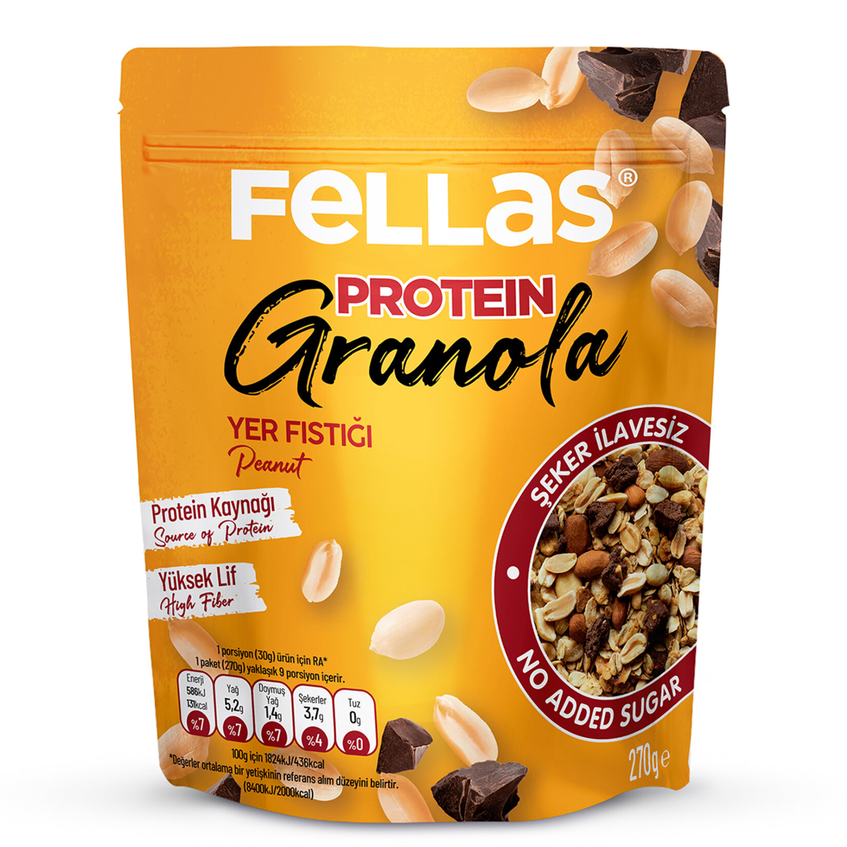 Fellas Yer Fıstığı ve Kakaolu Protein Granola 270G