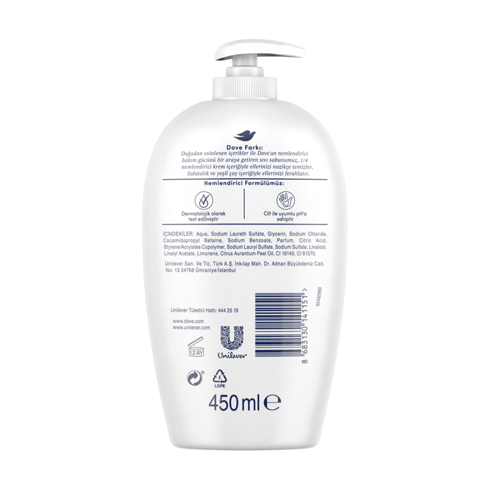 Dove Yeşil Çay ve Salatalık Nemlendirici Sıvı Sabun  450 Ml - Görsel 2
