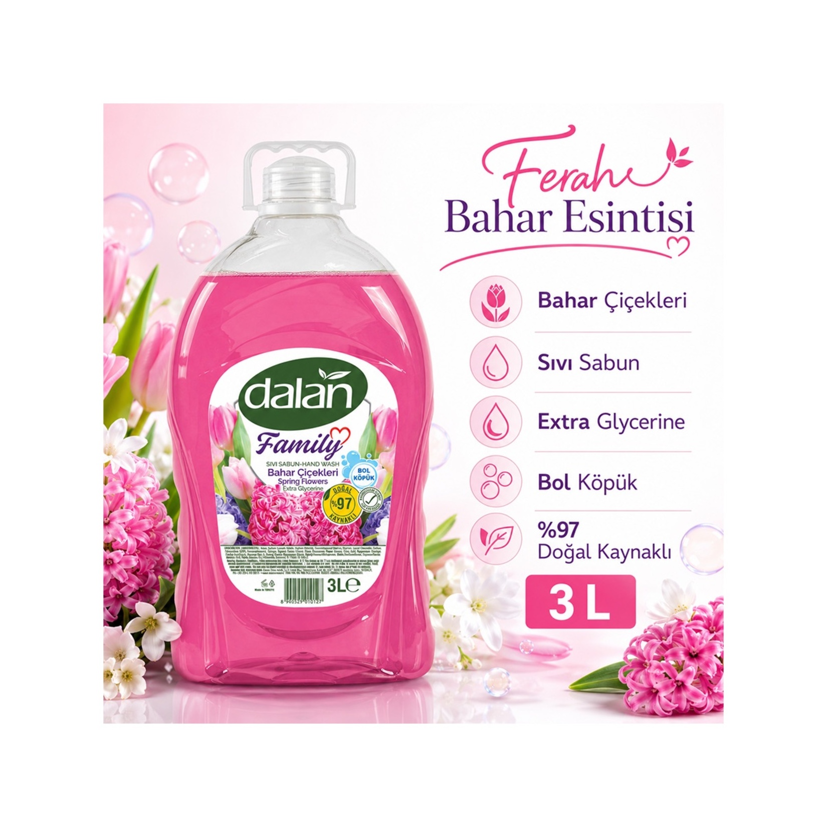 Dalan Family Sıvı Sabun Bahar Çiçekleri 3 L - Görsel 2
