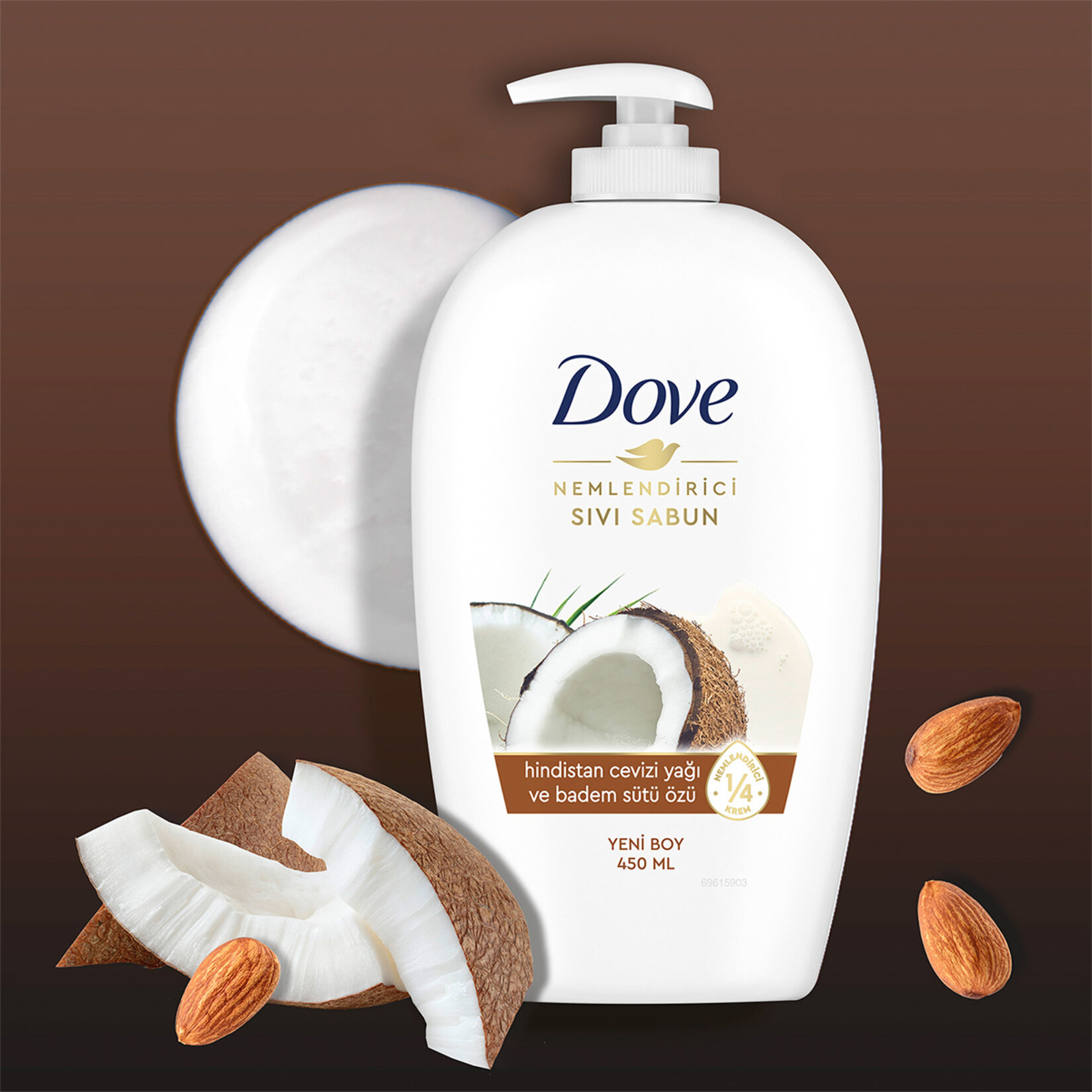 Dove Nemlendirici Sıvı Sabun Hindistan Cevizi Yağı ve Badem Sütü Özü 450 Ml - Görsel 3