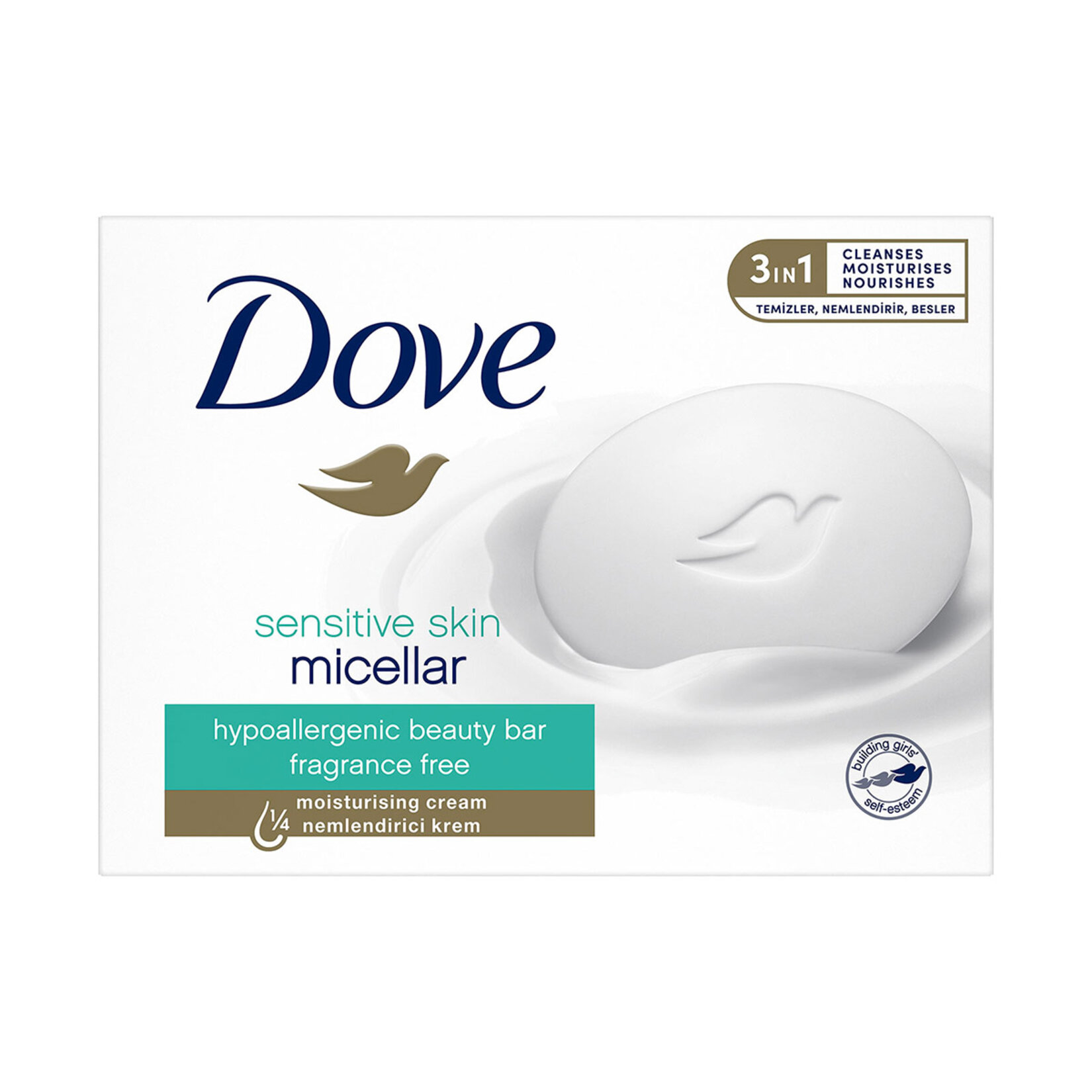 Dove Beauty Cream Bar Katı Güzellik Sabunu Micellar Hassas Ciltler İçin Nemlendirici Etkili 90 G - Görsel 1