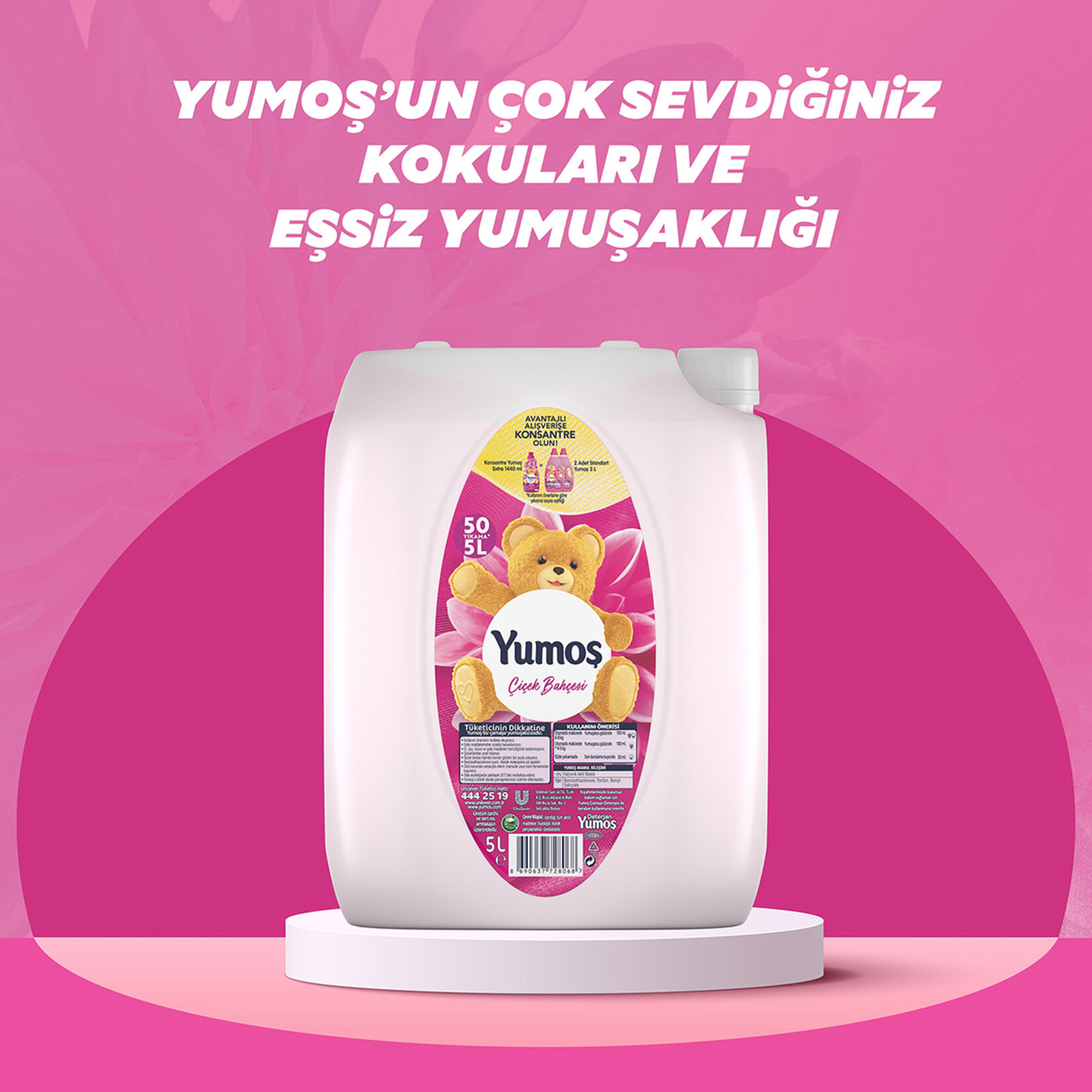 Yumoş Çamaşır Yumuşatıcısı Çiçek Bahçesi 5 LT 50 Yıkama - Görsel 3