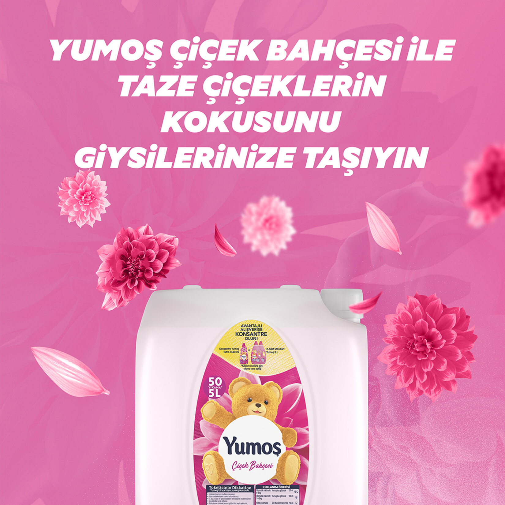 Yumoş Çamaşır Yumuşatıcısı Çiçek Bahçesi 5 LT 50 Yıkama - Görsel 4