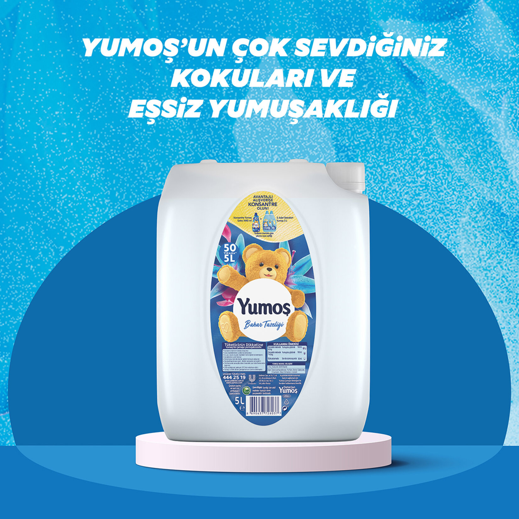 Yumoş Çamaşır Yumuşatıcısı Bahar Tazeliği 5 LT 50 Yıkama  - Görsel 3