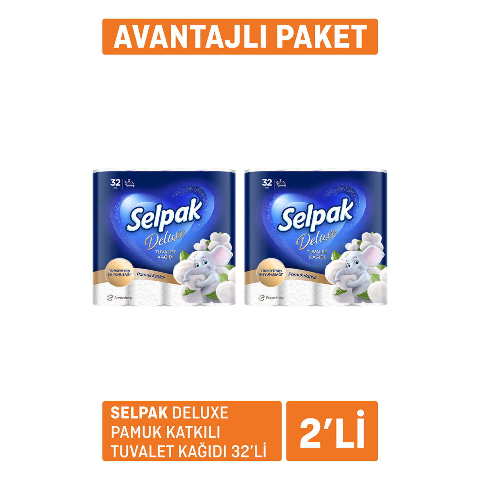 Selpak Deluxe Pamuk  Tuvalet Kağıdı 2x32'li
