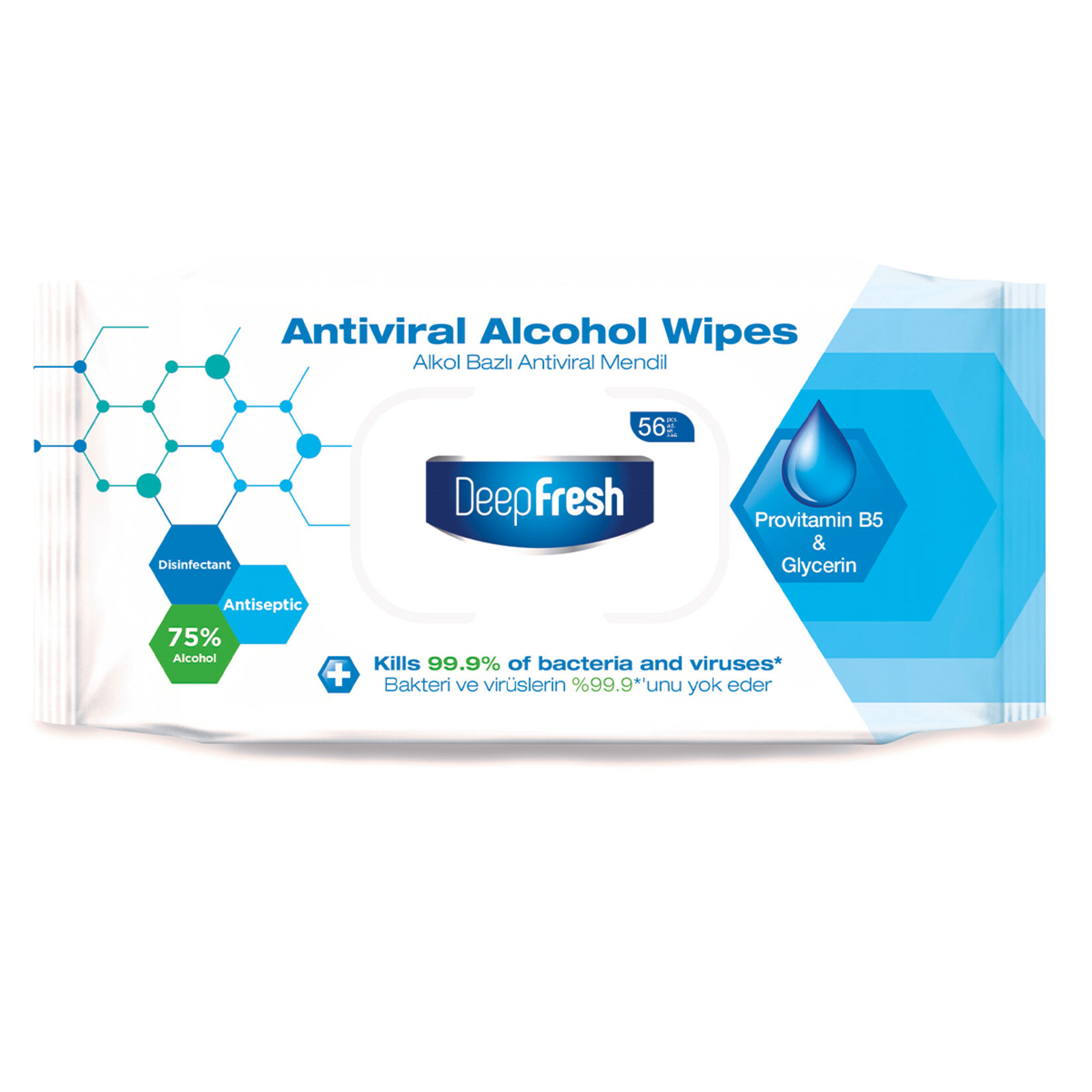 Deep Fresh Alkol Bazlı Antiviral Islak Mendil 56'lı