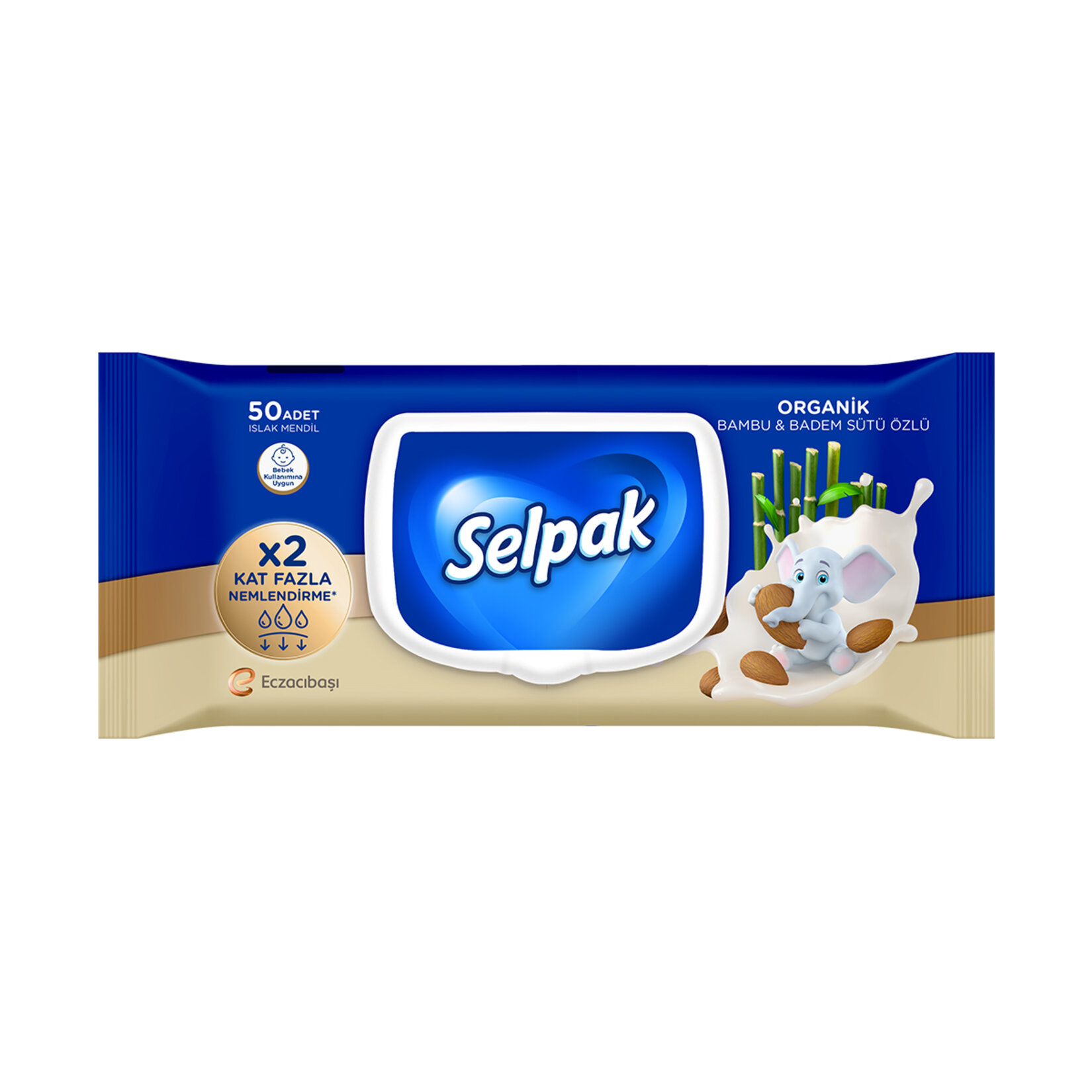 Selpak Organik Bambu & Badem Sütü Özlü Islak Mendil 50'li