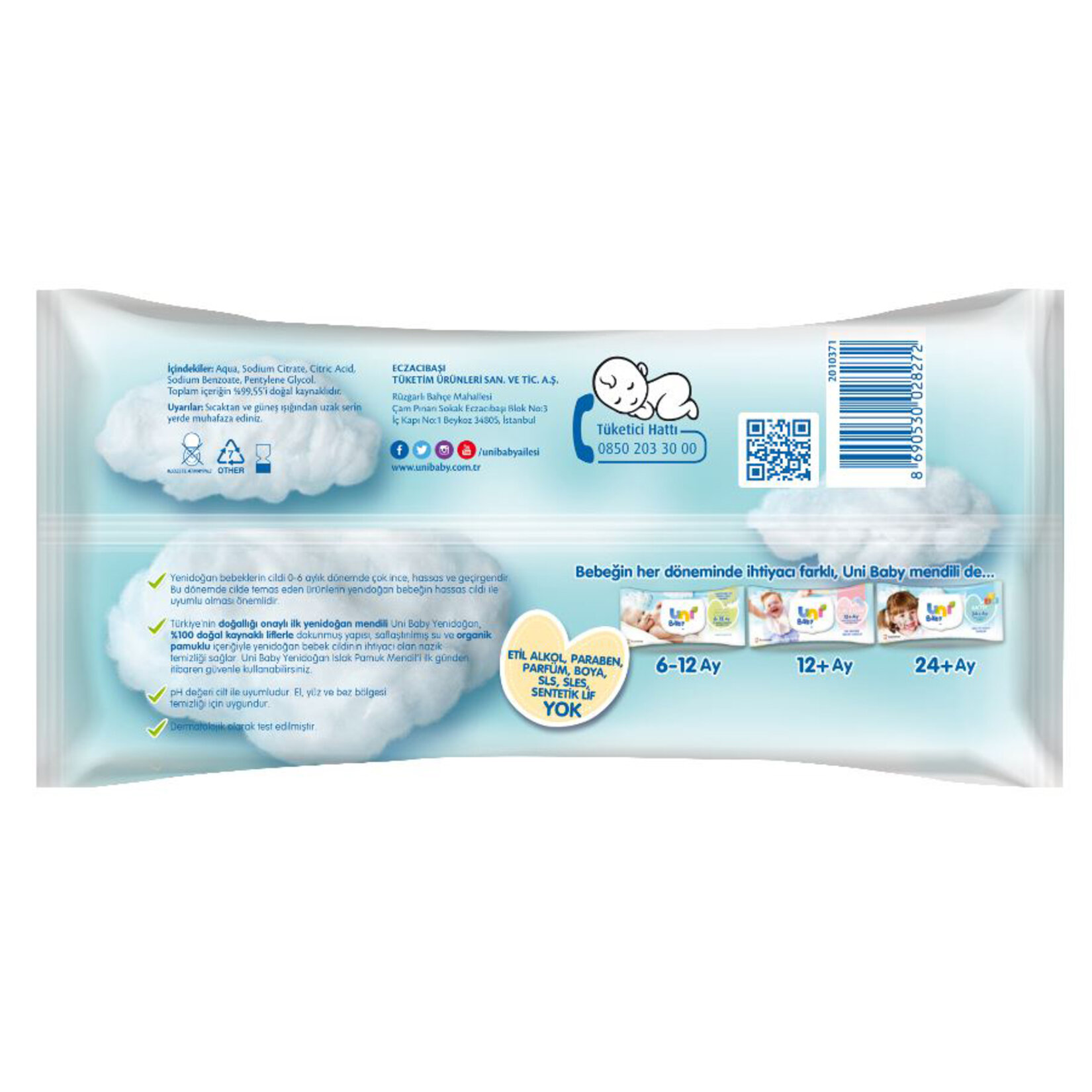 Uni Baby Yenidoğan Islak Mendil 40'lı - Görsel 2