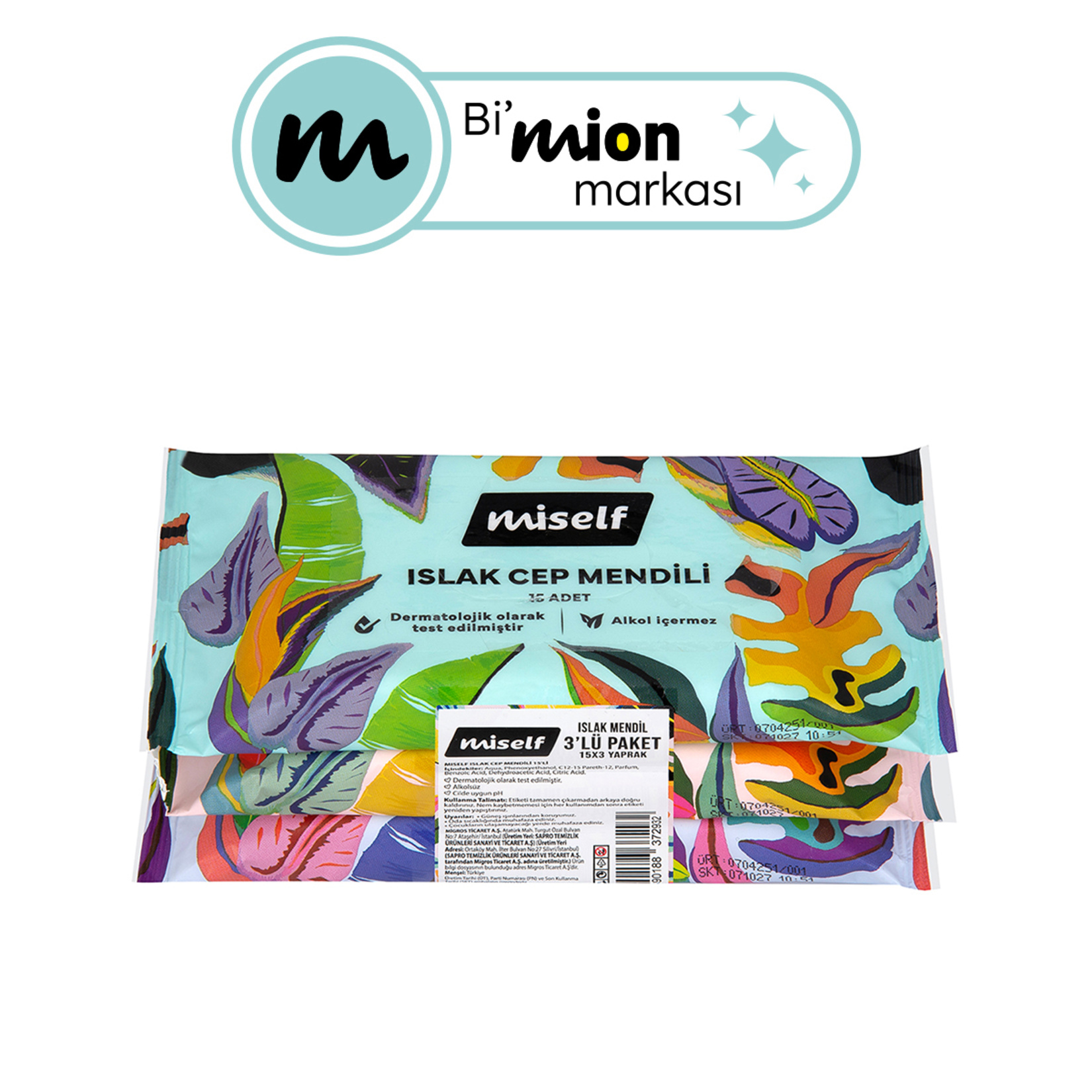 Miself Islak Cep Mendil 3 x 15'li