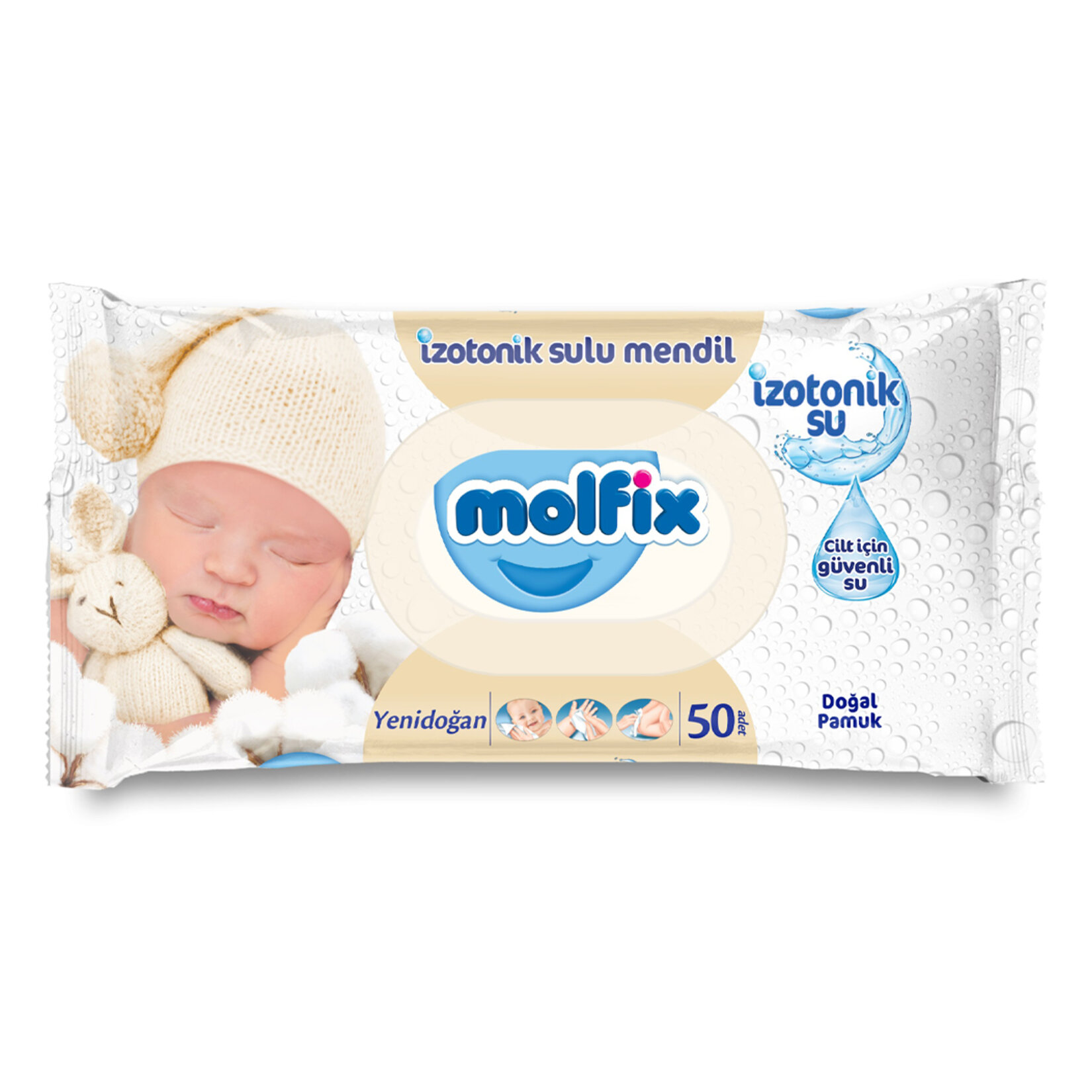 Molfix İzotonik Sulu Islak Mendil Yenidoğan 50'li