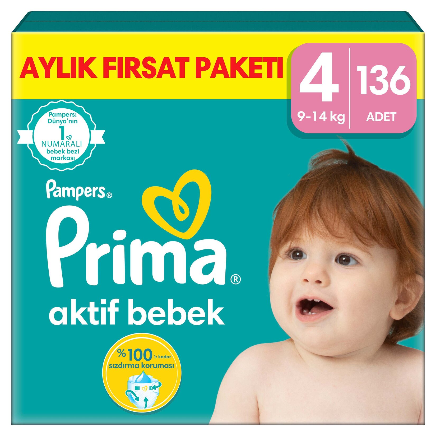 Prima Bebek Bezi Aktif Bebek 4 Beden 136 Adet Aylık Fırsat Paketi - Görsel 1