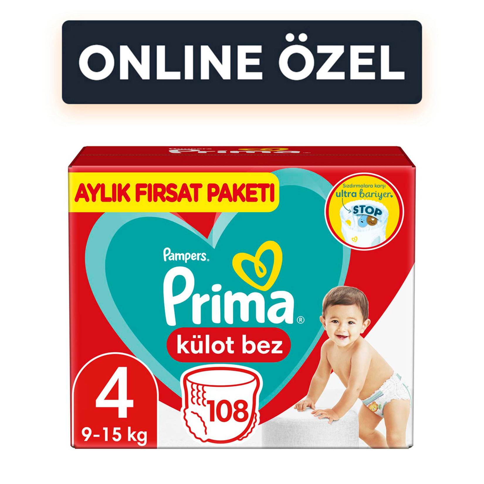 Prima Külot Bez Aylık Fırsat 4 Beden 9-15 Kg 108'li