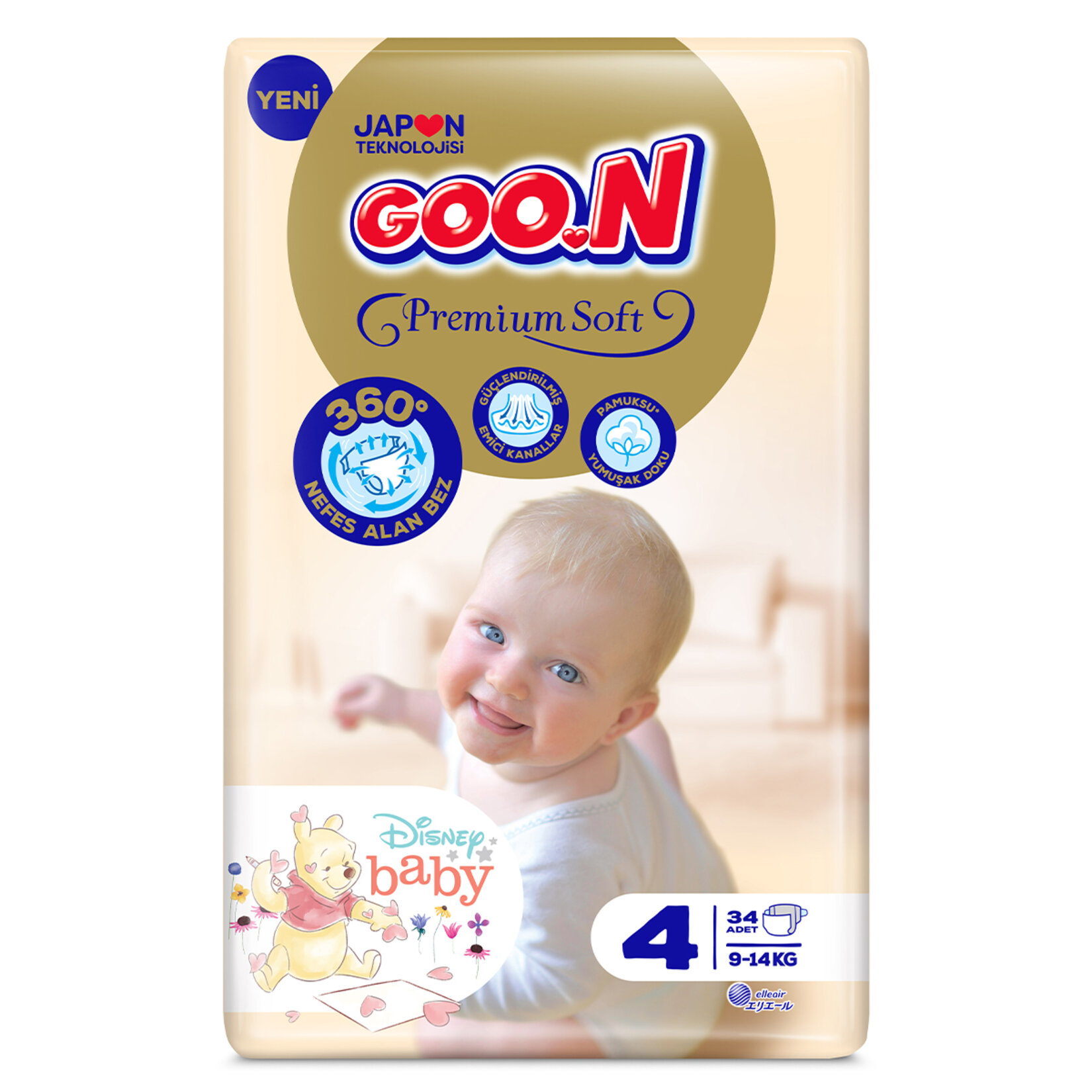 Goo.N Premium Soft Jumbo 4 Beden Maxi 9-14 Kg 34'lü