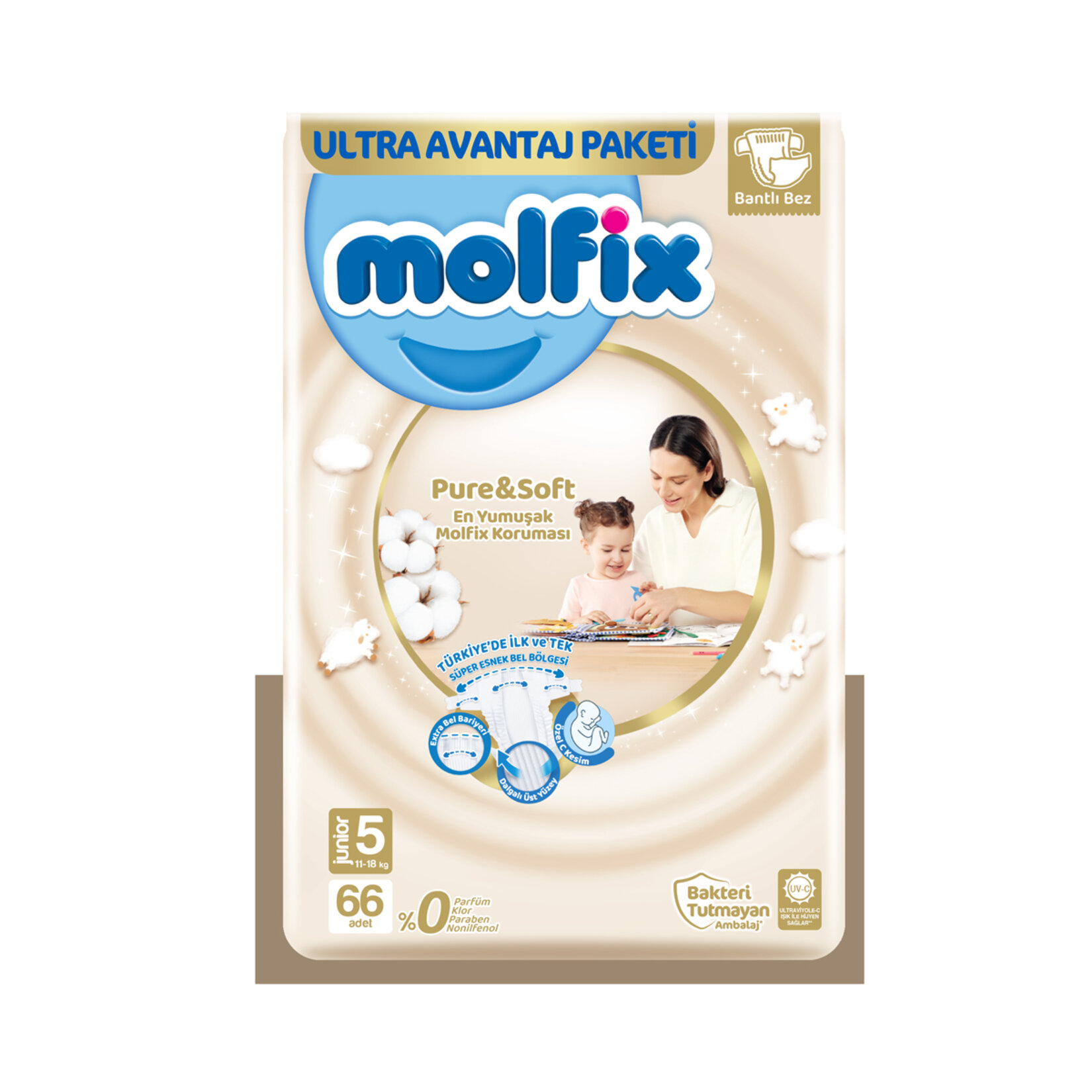 Molfıx Pure&Soft Ultra Paket 5 Beden Junior 66'lı