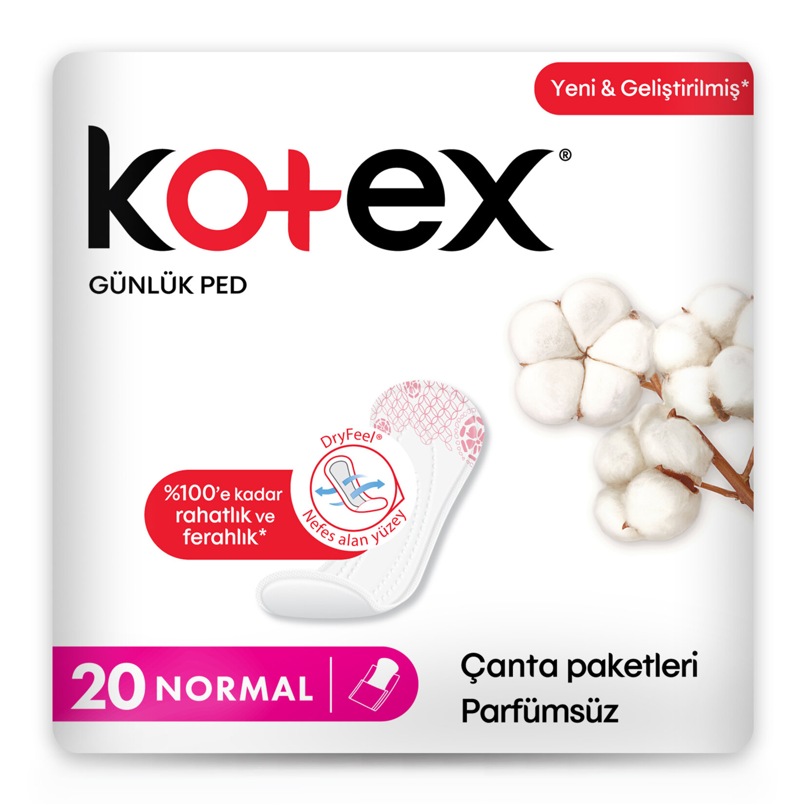 Kotex Günlük Ped Normal Tekli Paket 20 Ped - Görsel 2