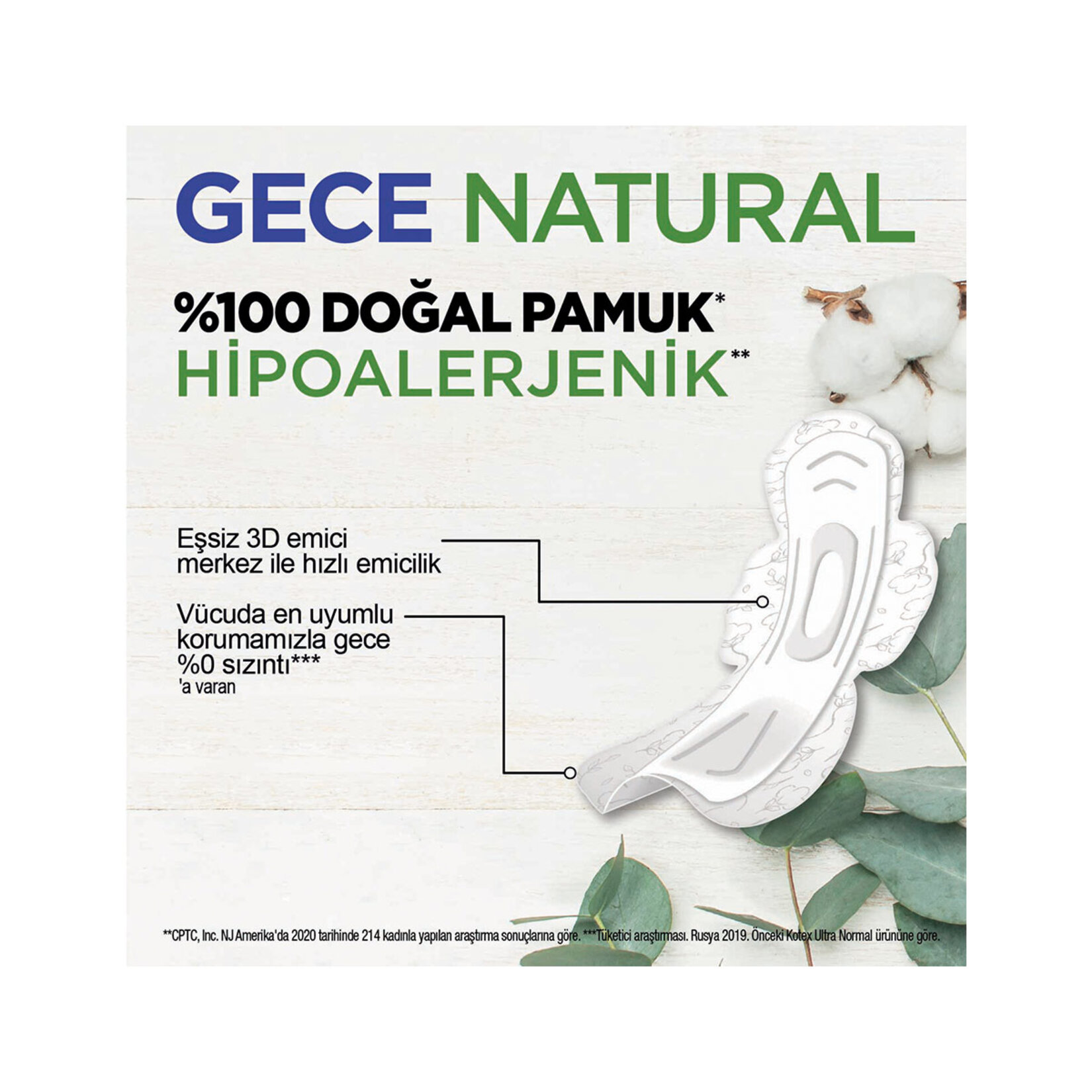 Kotex Natural Ultra Tekli Paket Gece 6'lı - Görsel 3