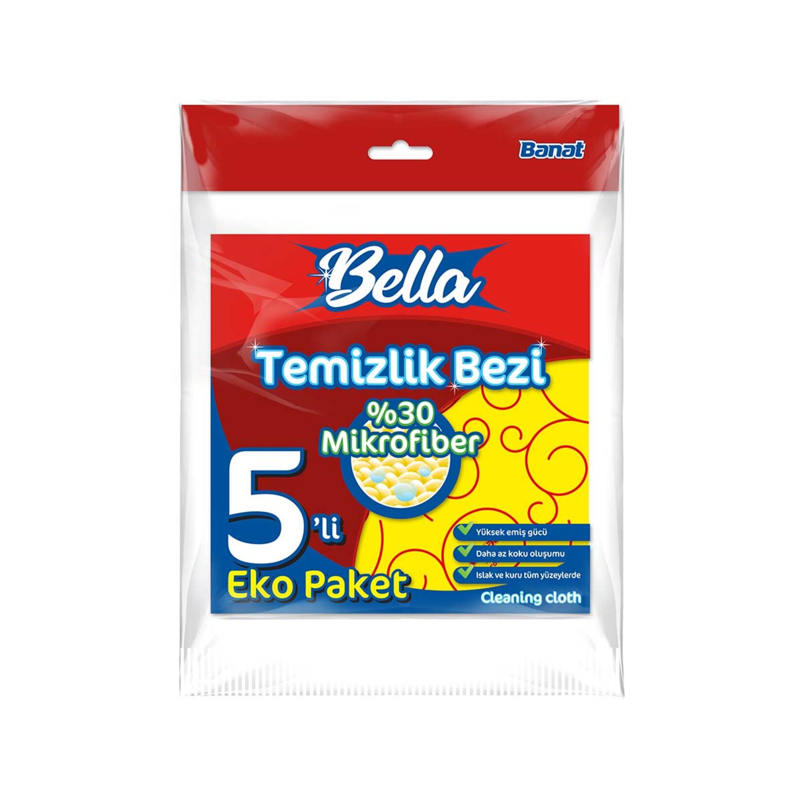 Bella %30 Mikrofiberli Temizlik Bezi 5'li