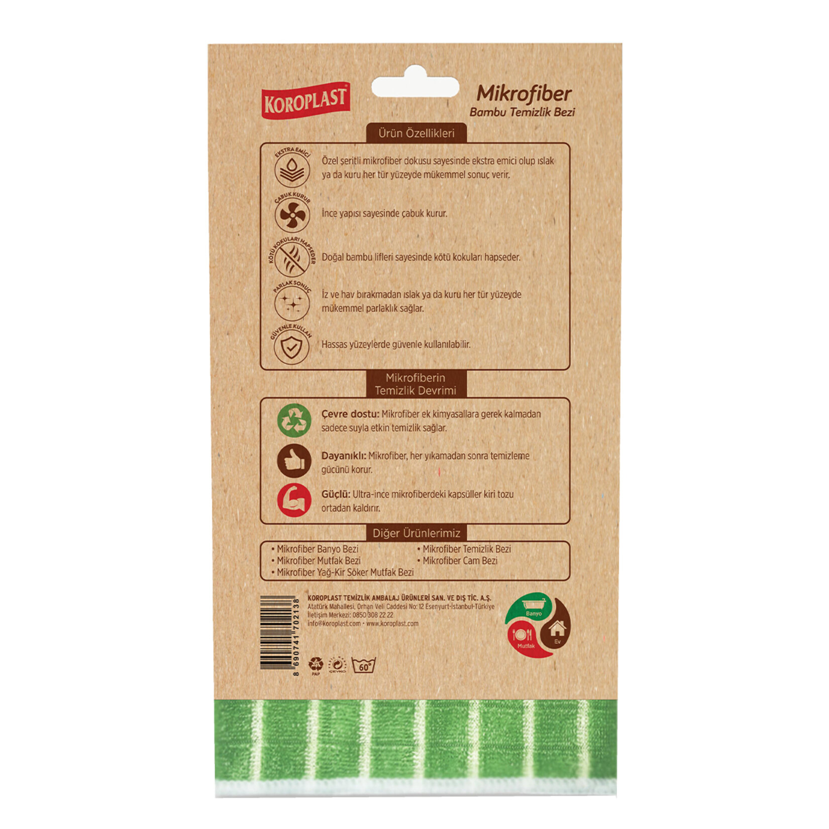Koroplast Mikrofiber Bambu Temizlik Bezi 30*30Cm - Görsel 2