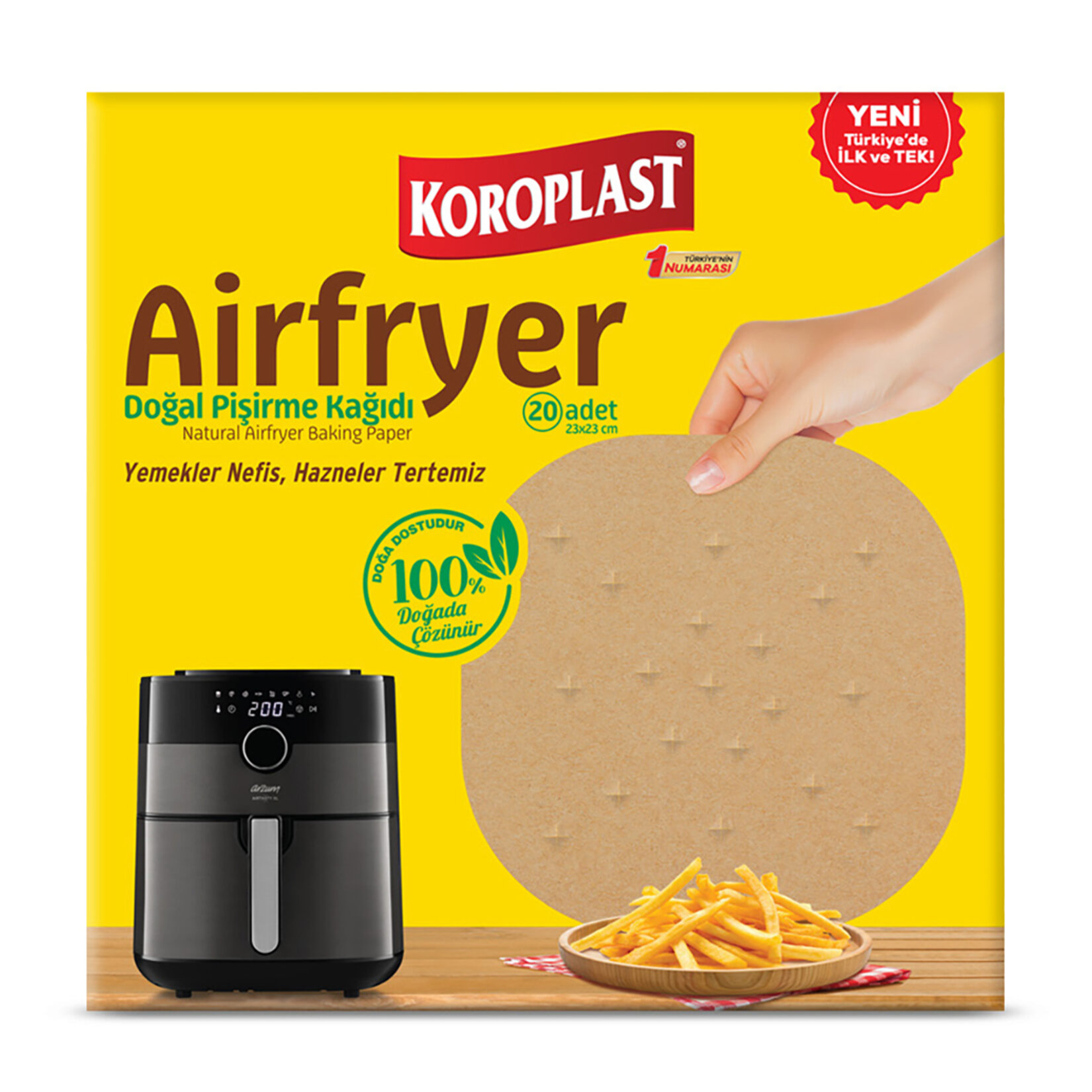 Koroplast Airfryer Doğal Pişirme Kağıdı 20'li - Görsel 1