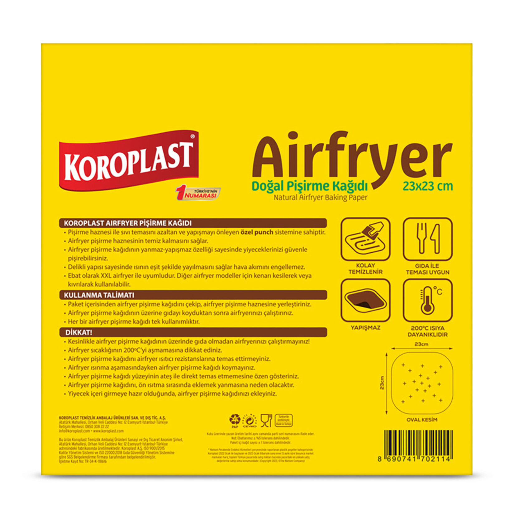 Koroplast Airfryer Doğal Pişirme Kağıdı 20'li - Görsel 2