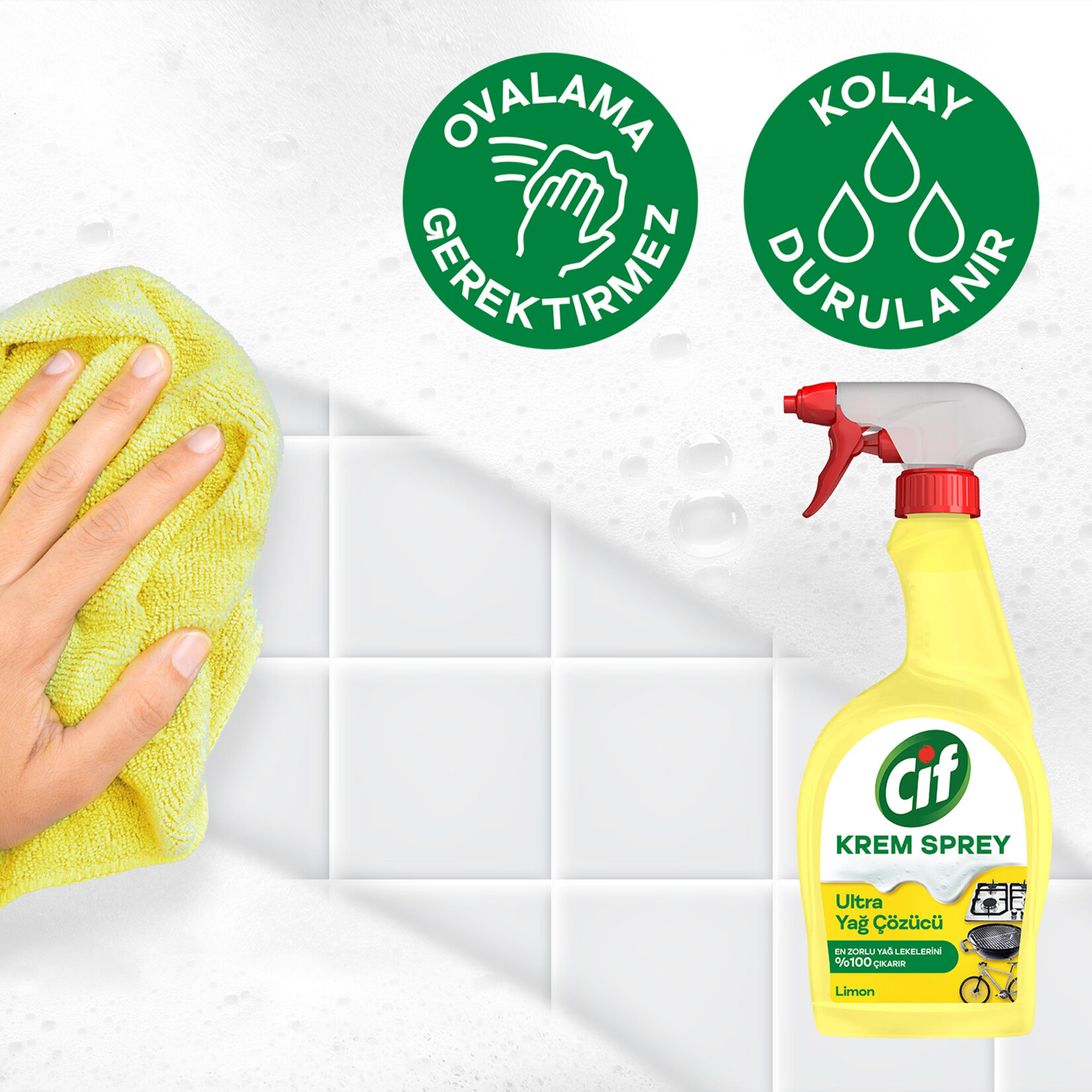 Cif Krem Sprey Limon Ultra Yağ Çözücü Yüzey Temizleyici 750 Ml - Görsel 5