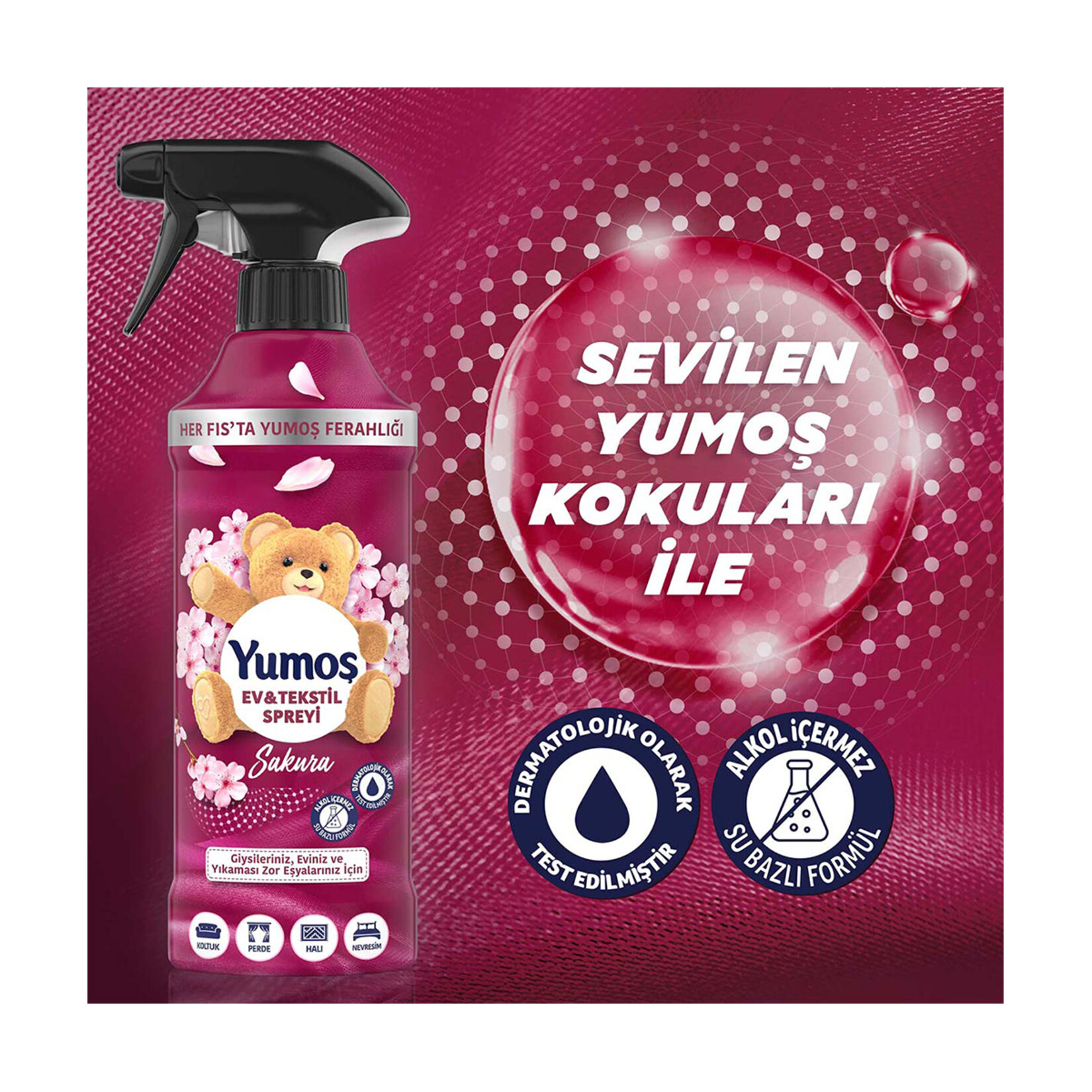 Yumoş Sprey Yıkanması Zor Eşyalar İçin Giysi Spreyi Sakura 450 Ml - Görsel 4