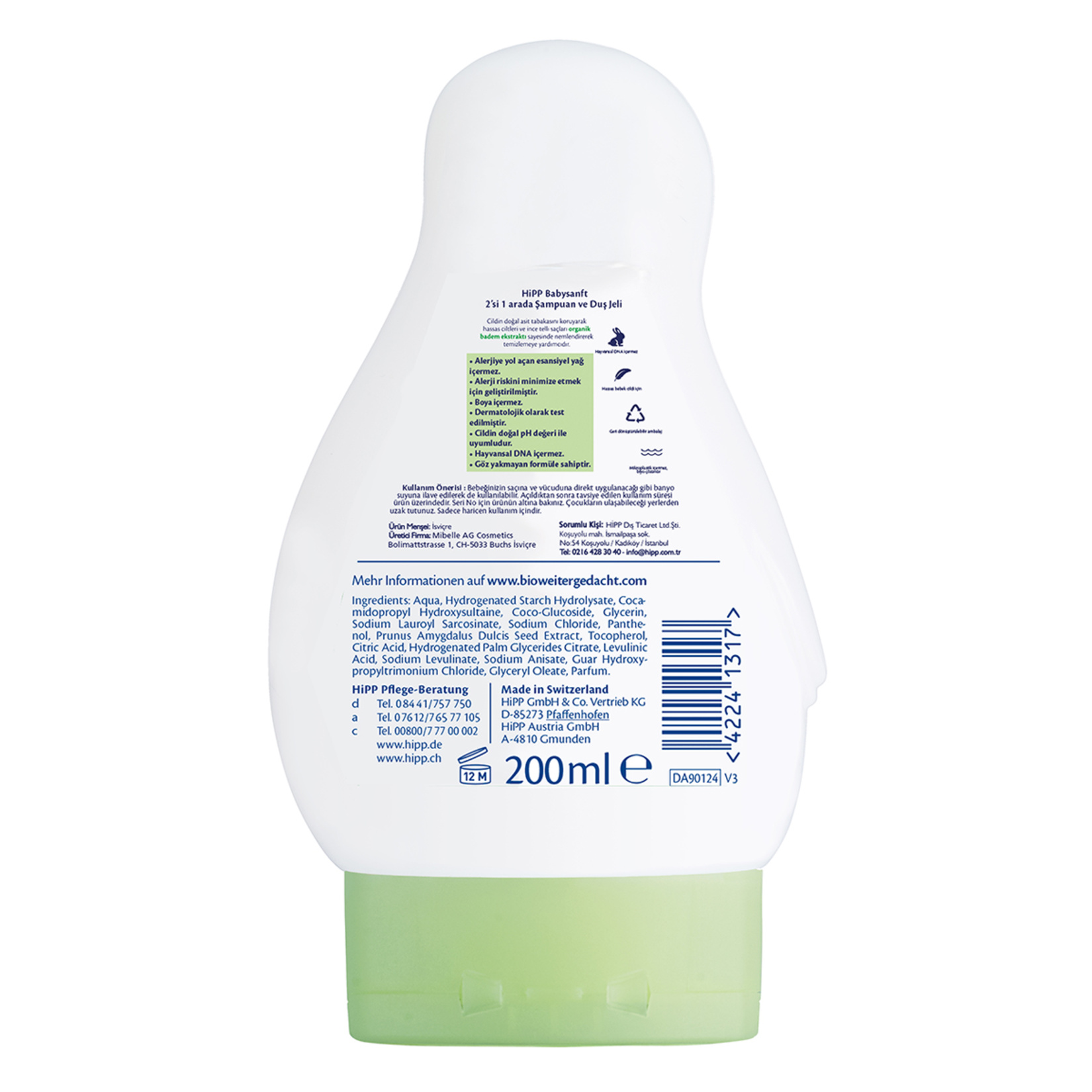 Hipp Babysanft 2si1 Arada Şampuan ve Duş Jeli 200 Ml - Görsel 2