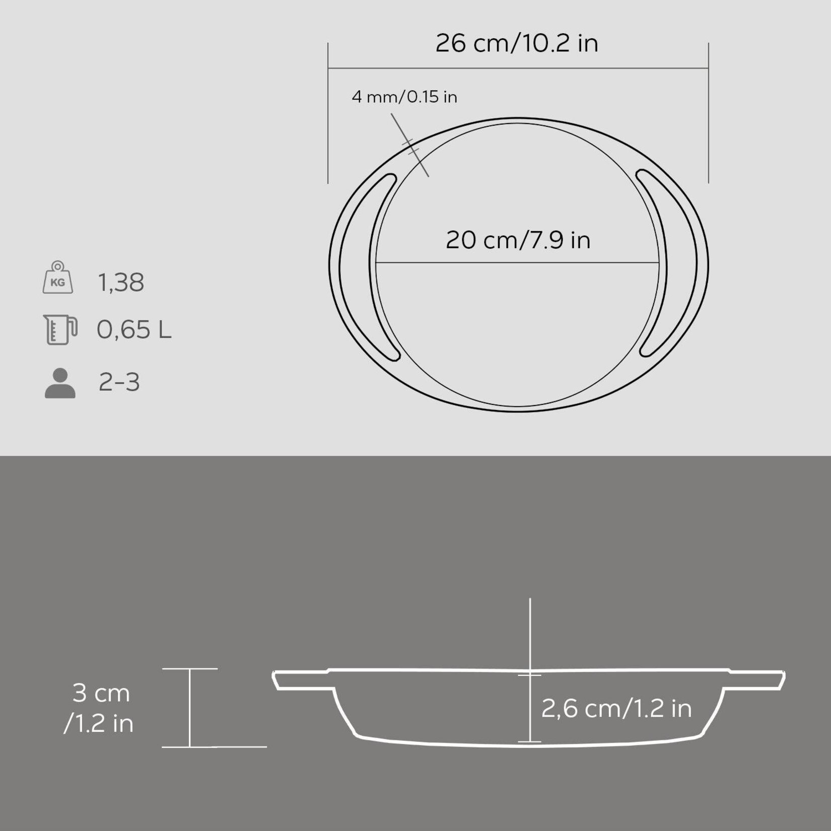 Lava Yuvarlak Kulplu Döküm Sahan 20 Cm - Görsel 4
