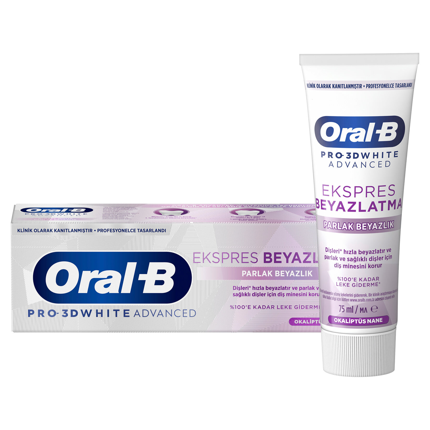 Oral-B 3D White Advenced Ekspres Beyazlatıcı Parlak Diş Macunu 75 Ml - Görsel 1
