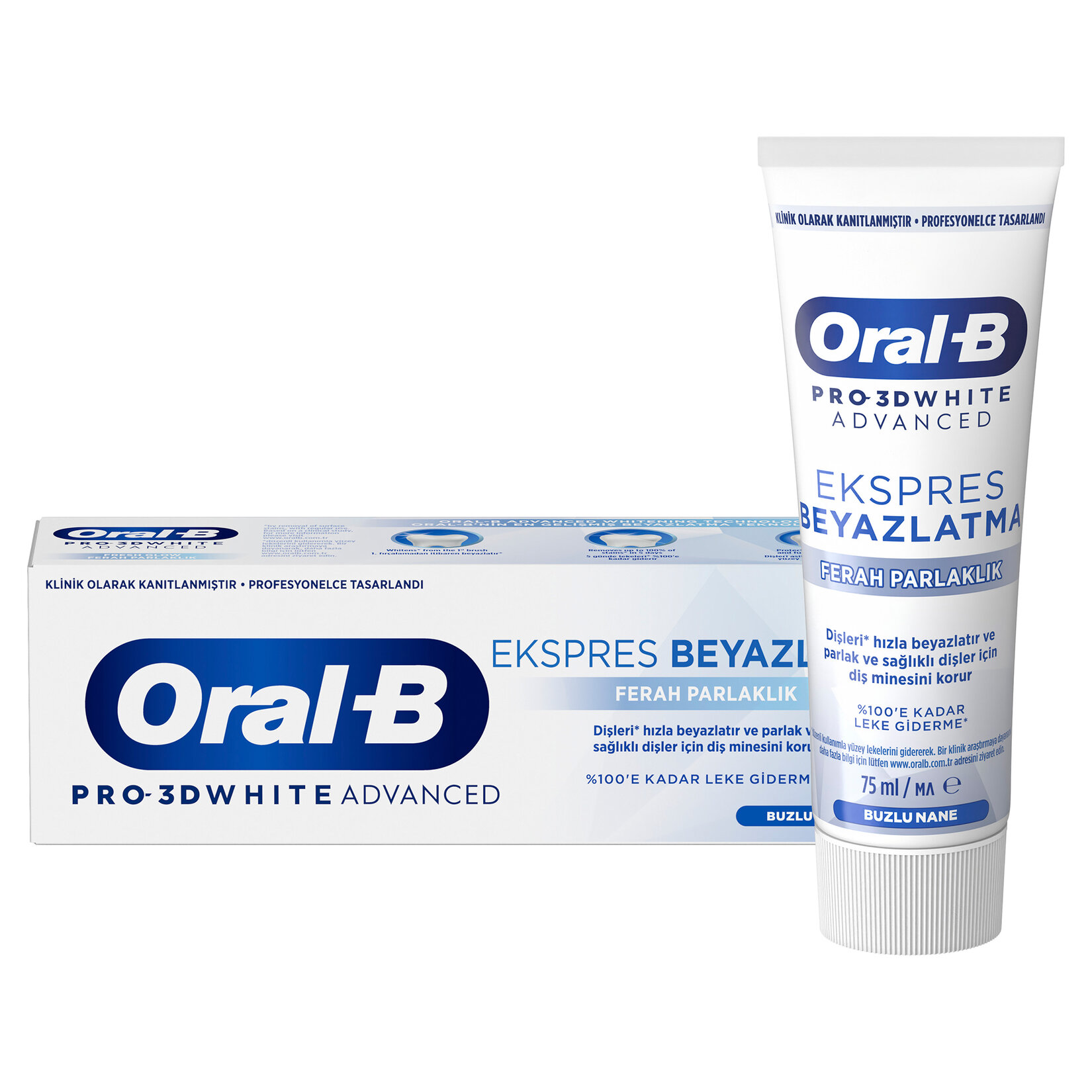 Oral-B 3D White Advanced Ekspres Beyazlatma Ferahlık Diş Macunu 75 Ml - Görsel 1