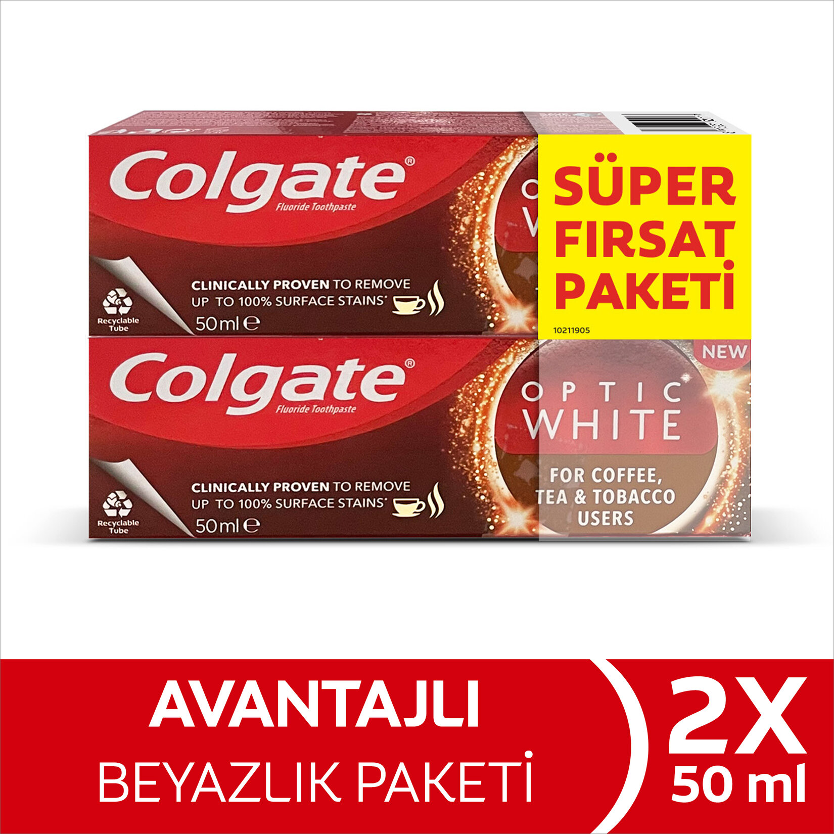 Colgate Optic White Kahve Çay Diş Macunu 2x50Ml - Görsel 2