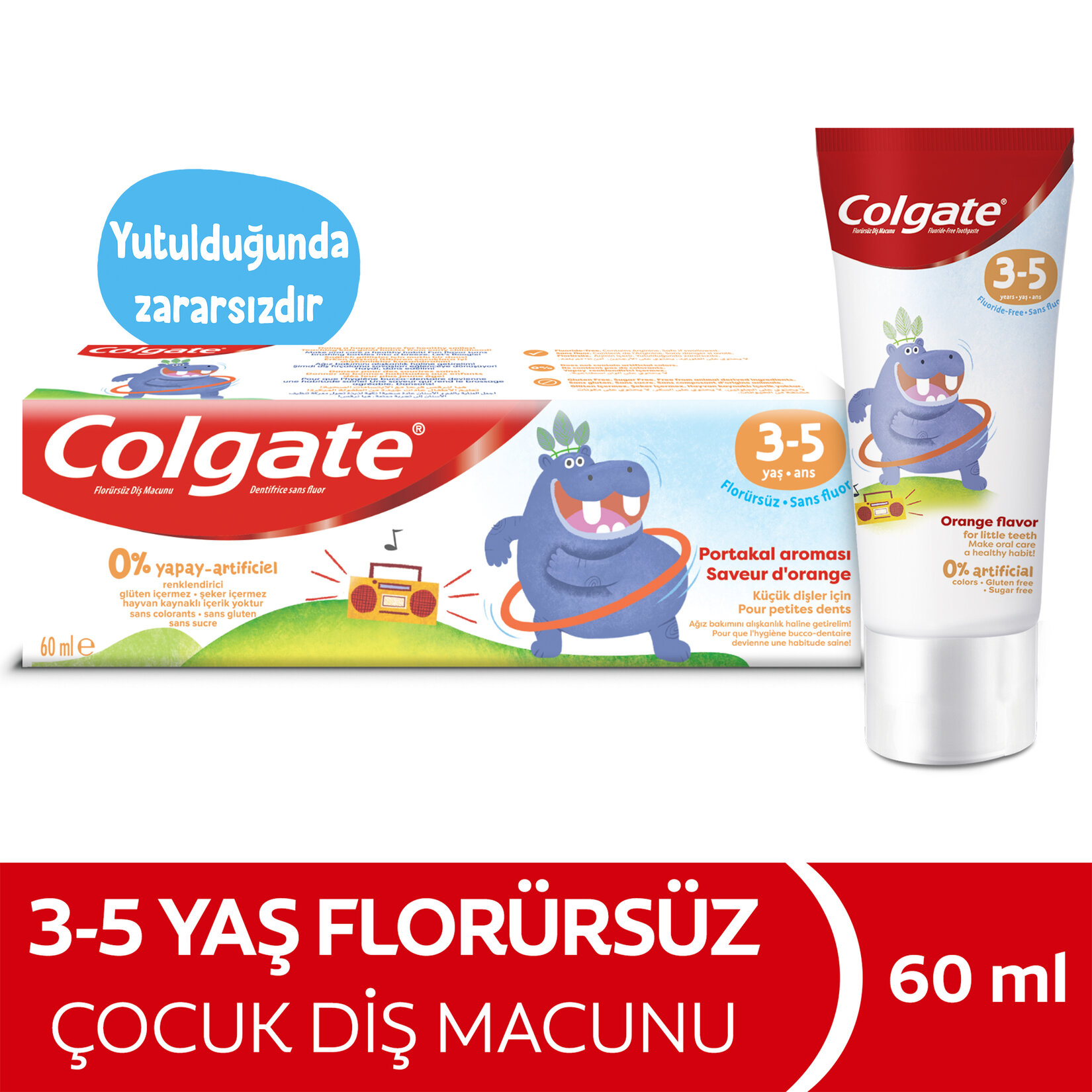 Colgate 3-5 Yaş Portakal Aromalı Florürsüz Çocuk Diş Macunu 60 Ml - Görsel 2