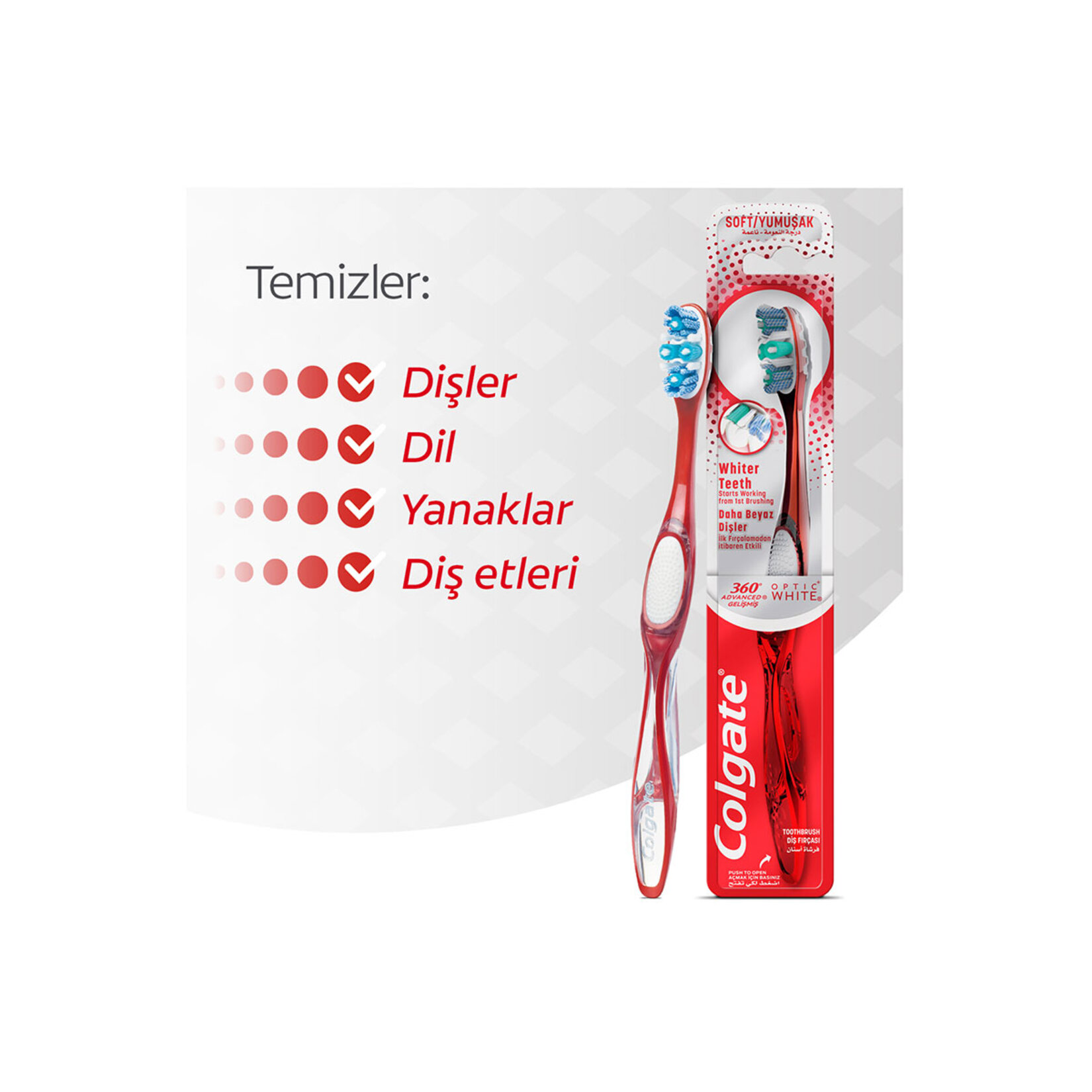 Colgate 360 Gelişmiş Optik Beyaz Yumuşak Diş Firçasi - Görsel 3