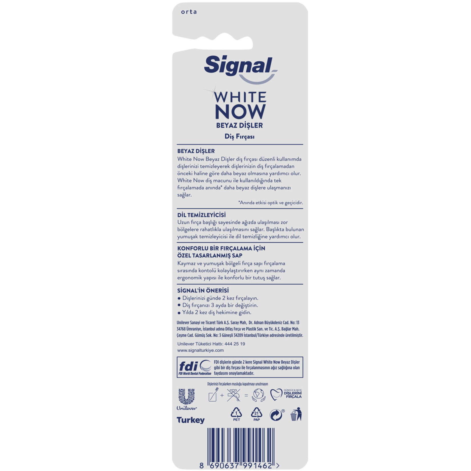 Sıgnal Whıte Now Beyaz Dişler 1+1 Orta Diş Fırçası - Görsel 3