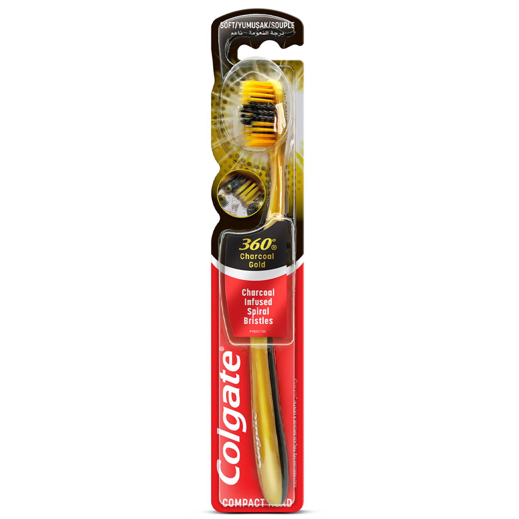 Colgate 360 Charcoal Gold Yumuşak Diş Fırçası - Görsel 1