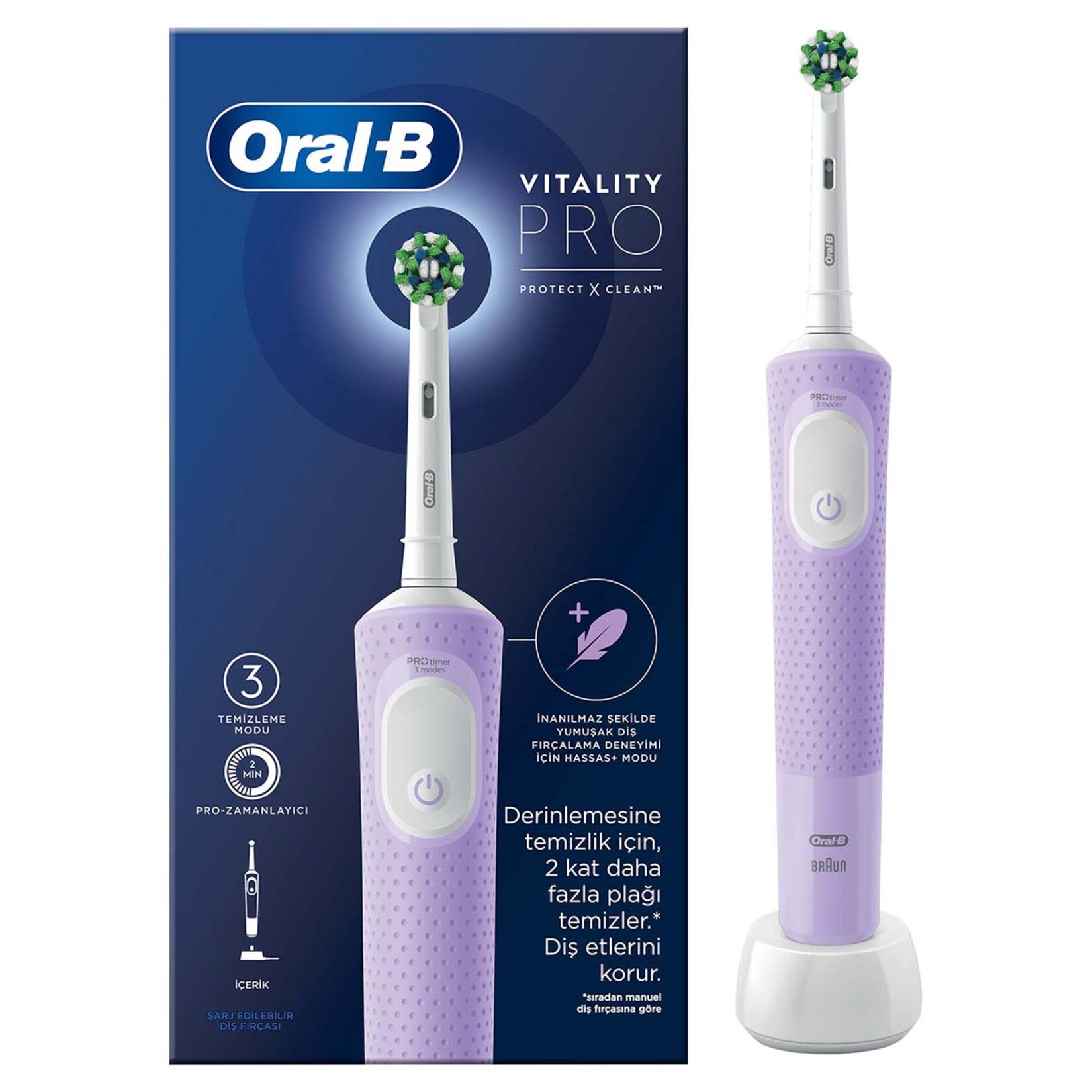 Oral-B Şarjlı Diş Fırçası Vitality Pro Lila - Görsel 1