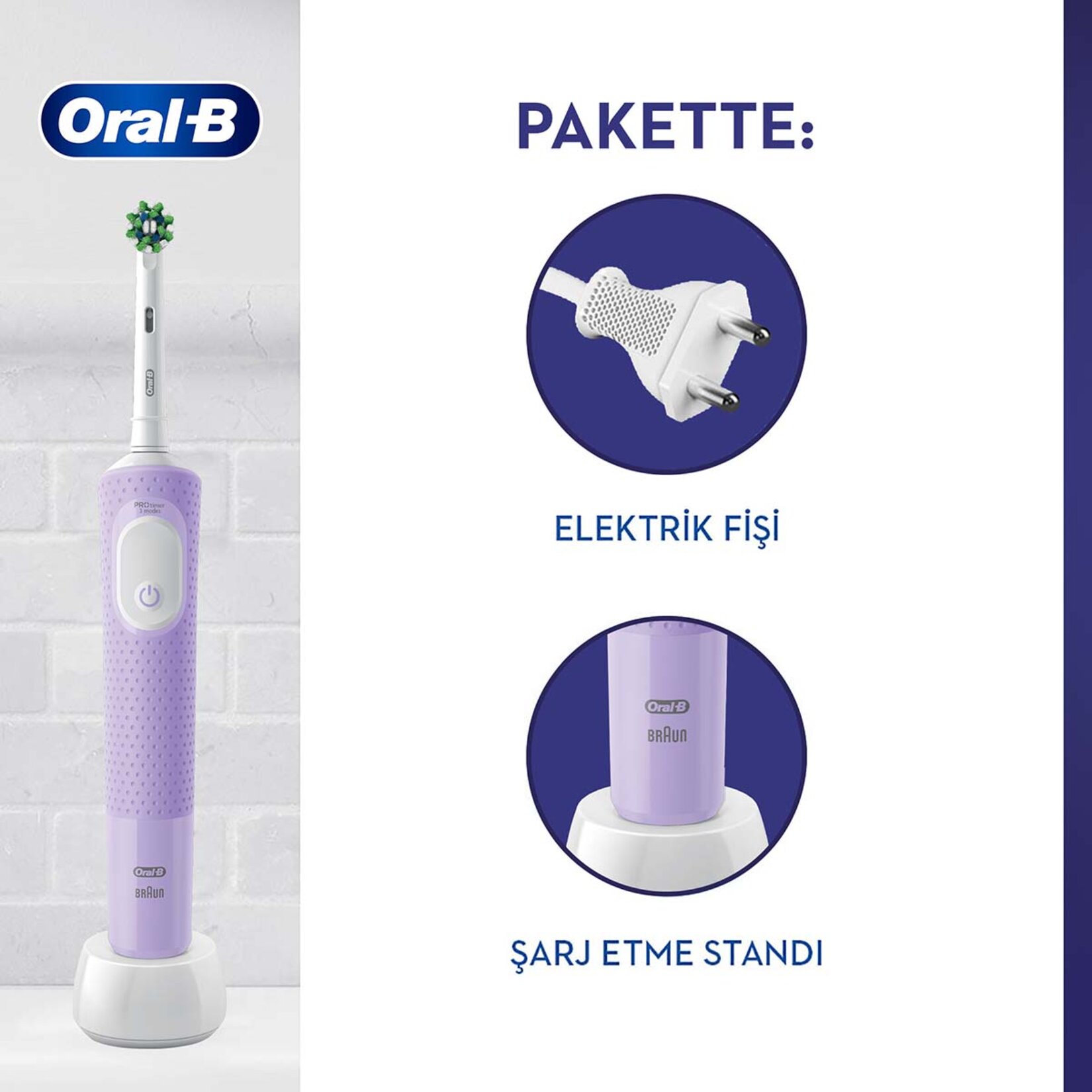 Oral-B Şarjlı Diş Fırçası Vitality Pro Lila - Görsel 2