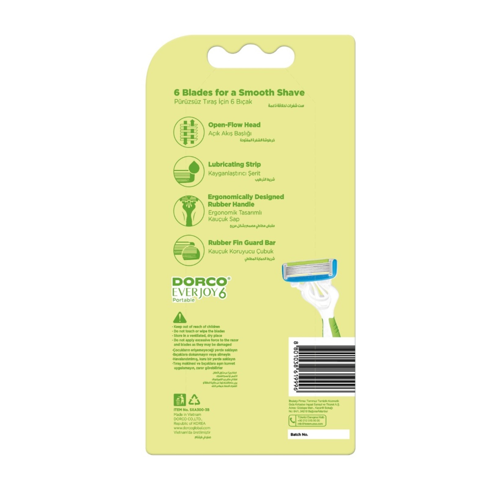 Dorco Everjoy6 6 Bıçaklı Tıraş Bıçağı 3'lü Paket - Görsel 2