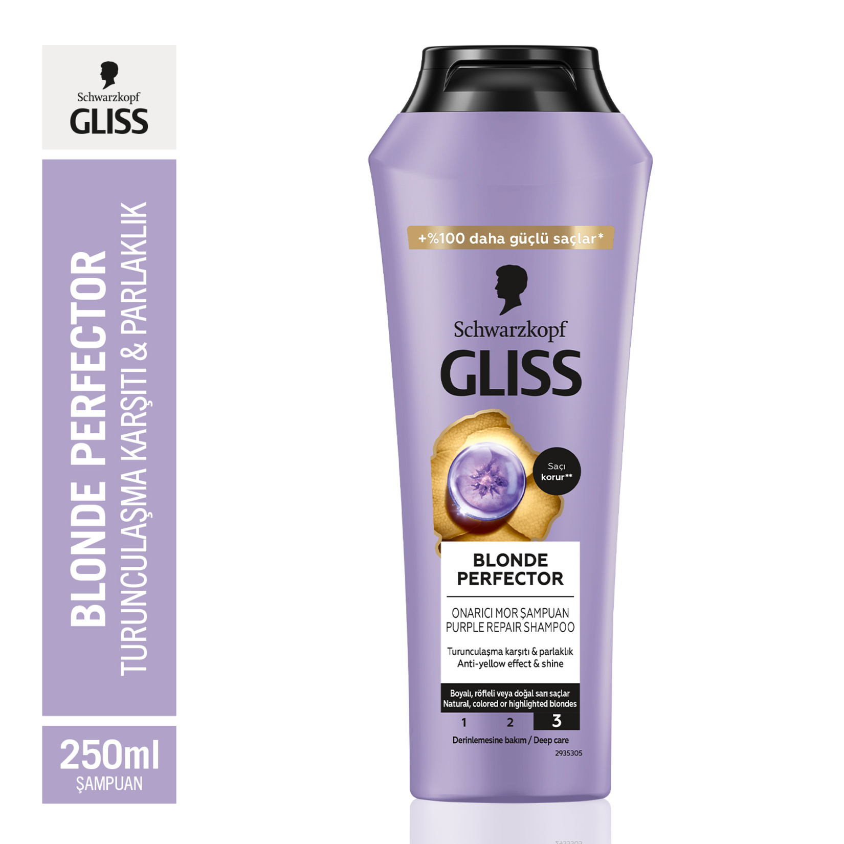 Gliss Blonde Perfector Onarıcı Mor Şampuan 250 Ml - Görsel 3
