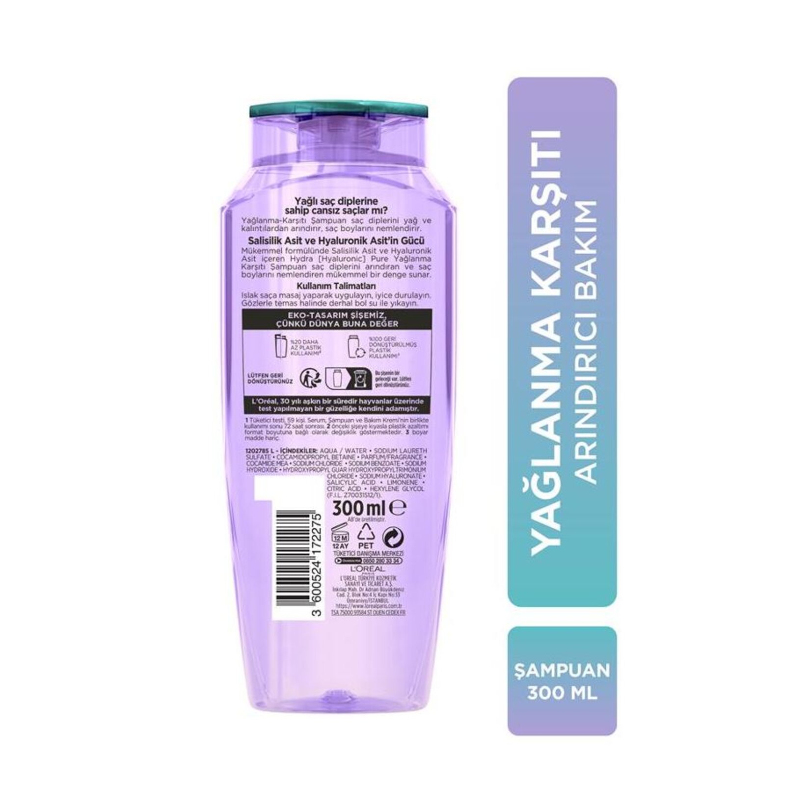 L'Oréal Paris Elseve Hydra [Hyaluronic] Pure Salisilik Asit İçeren Yağlanma Karşıtı Arındırıcı Şampuan 300 Ml - Görsel 8