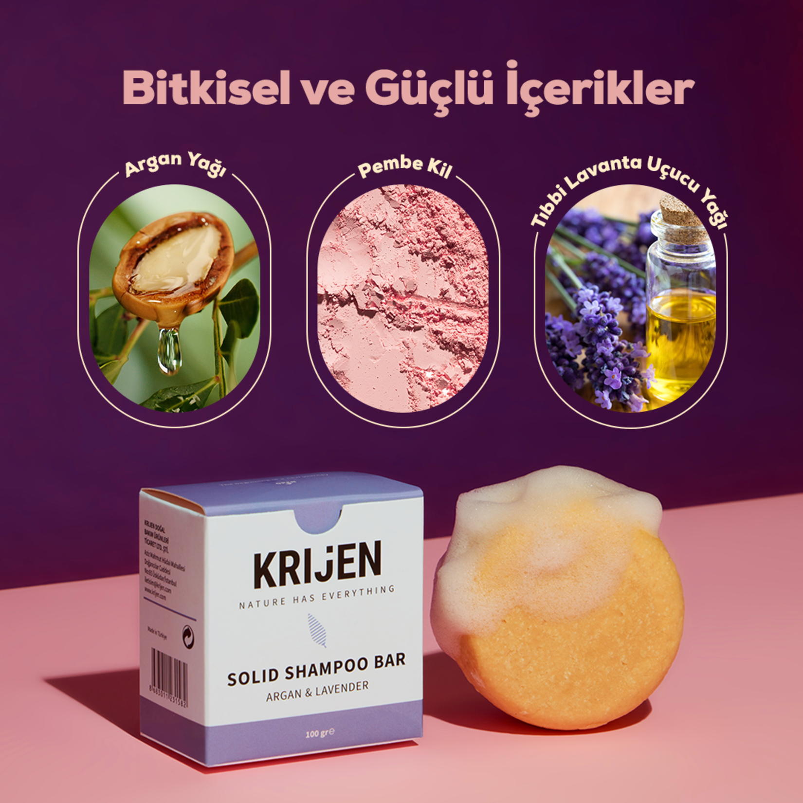 Krijen Argan & Lavanta Katı Şampuan 100 G - Görsel 2