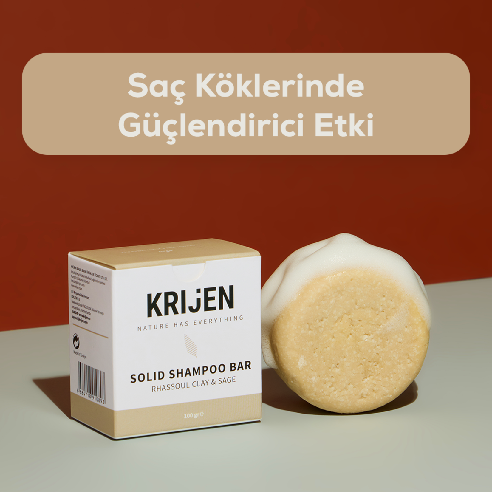 Krijen Rhassoul Kili & Adaçayı Katı Şampuan 100 G - Görsel 5